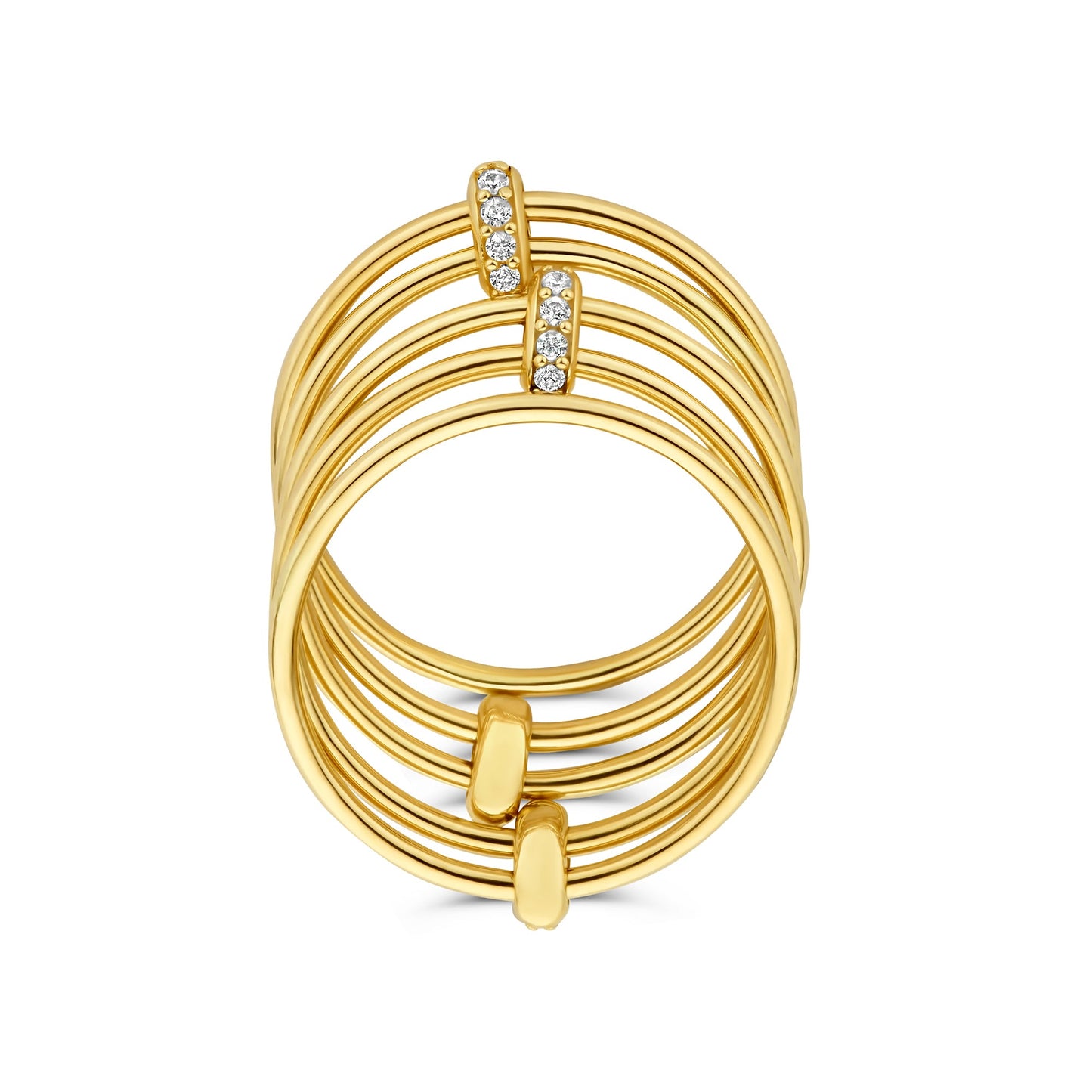 Cour d'Honneur Adora 14 karat golden 5-piece multi ring with zirconia stones - - Isabel Bernard