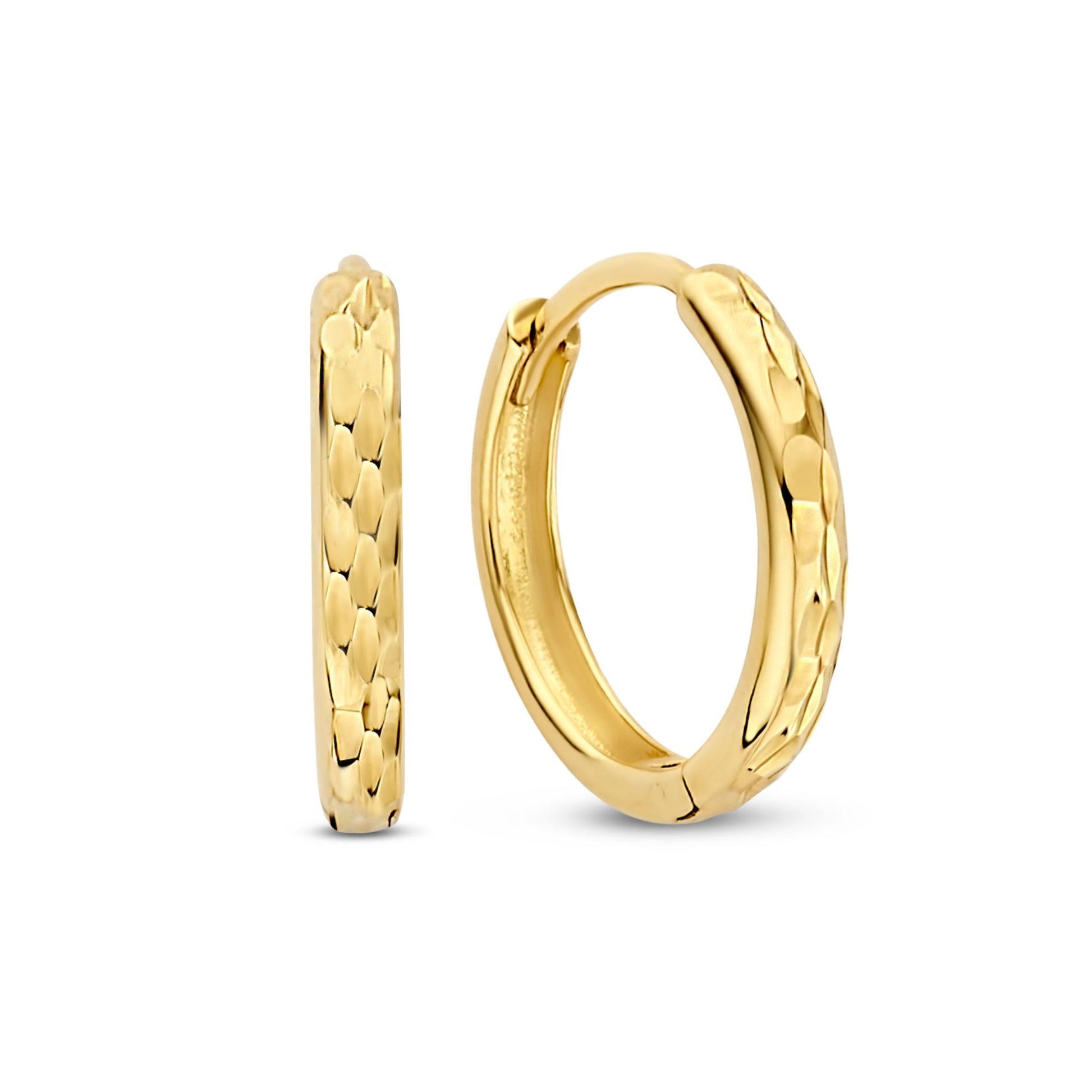 Rivoli Laura 14 karat gold hoop earrings with diamond cut - - Isabel Bernard