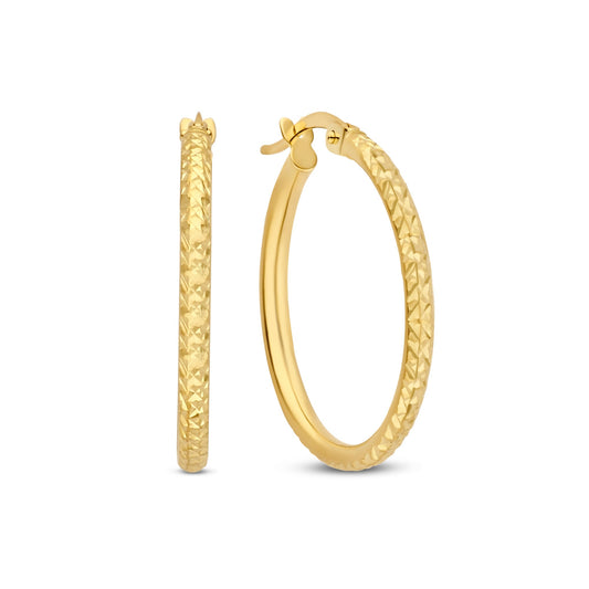 Rivoli Laura 14 karat gold hoop earrings with diamond cut - - Isabel Bernard