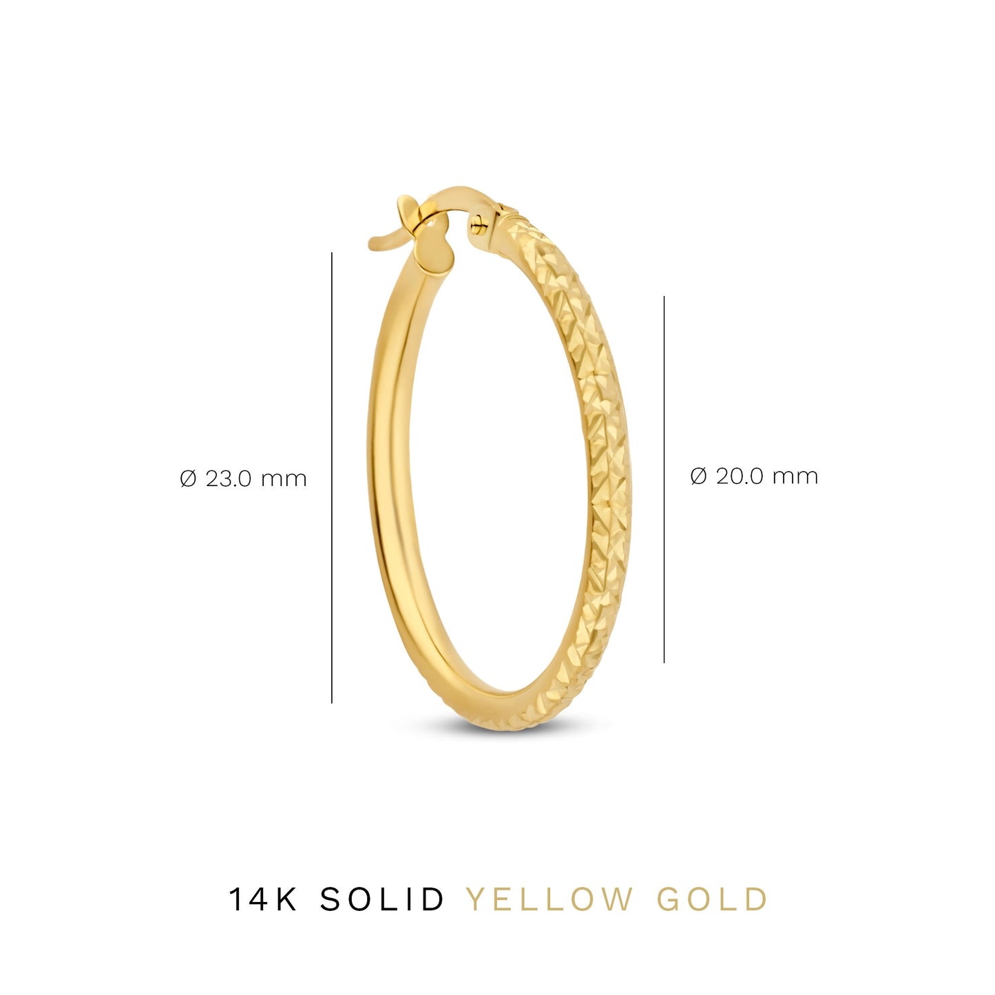 Rivoli Laura 14 karat gold hoop earrings with diamond cut - - Isabel Bernard