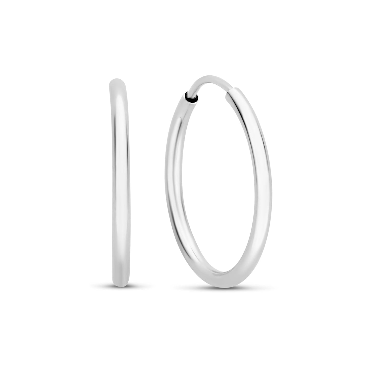 Saint Germain Cerise 14 karat white gold hoop earrings (18 mm) - - Isabel Bernard