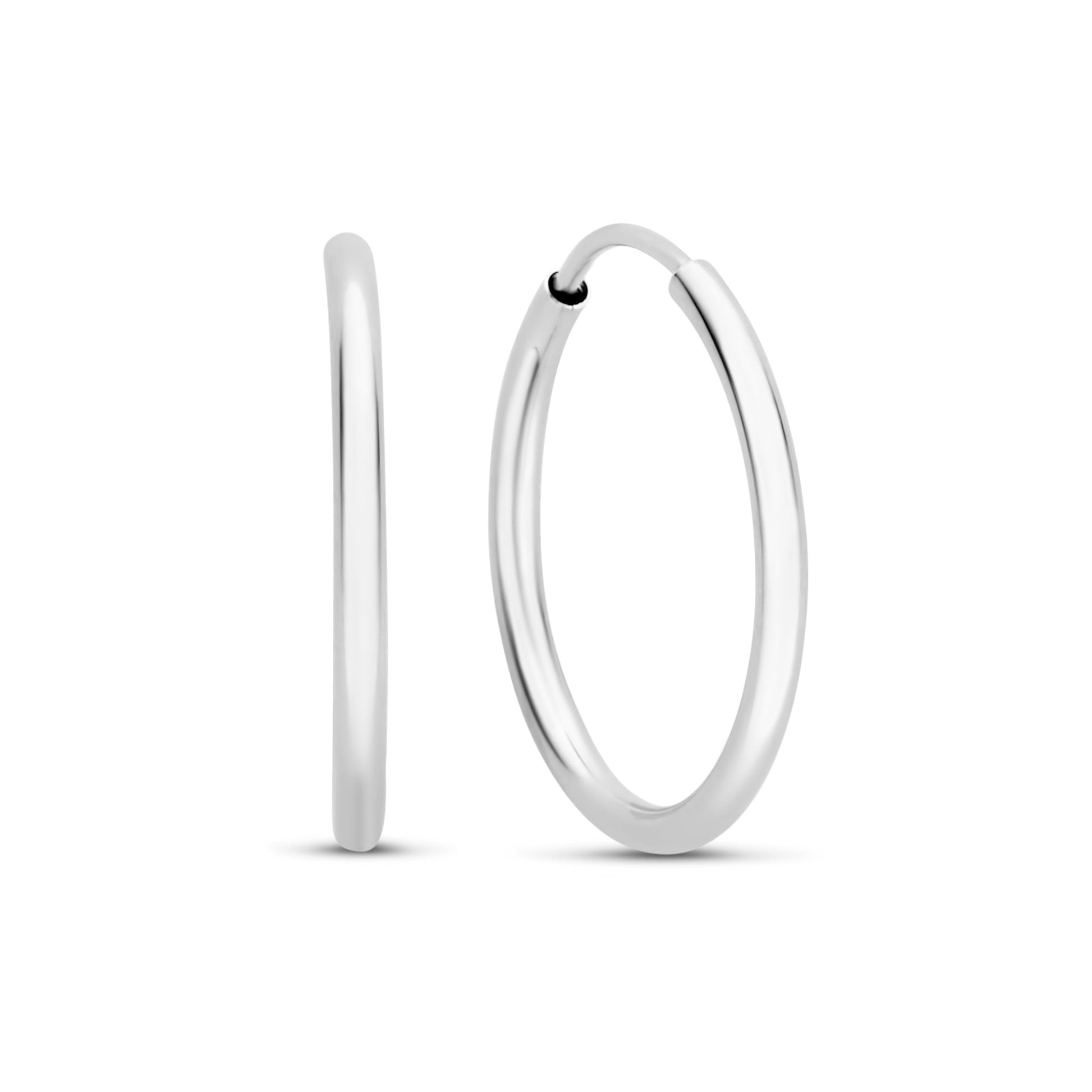 Saint Germain Cerise 14 karat white gold hoop earrings (18 mm) - - Isabel Bernard