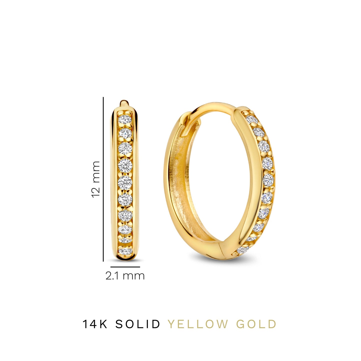 Le Marais Merle 14 karat gold hoop earrings with zirconia (10 mm) -  - Isabel Bernard