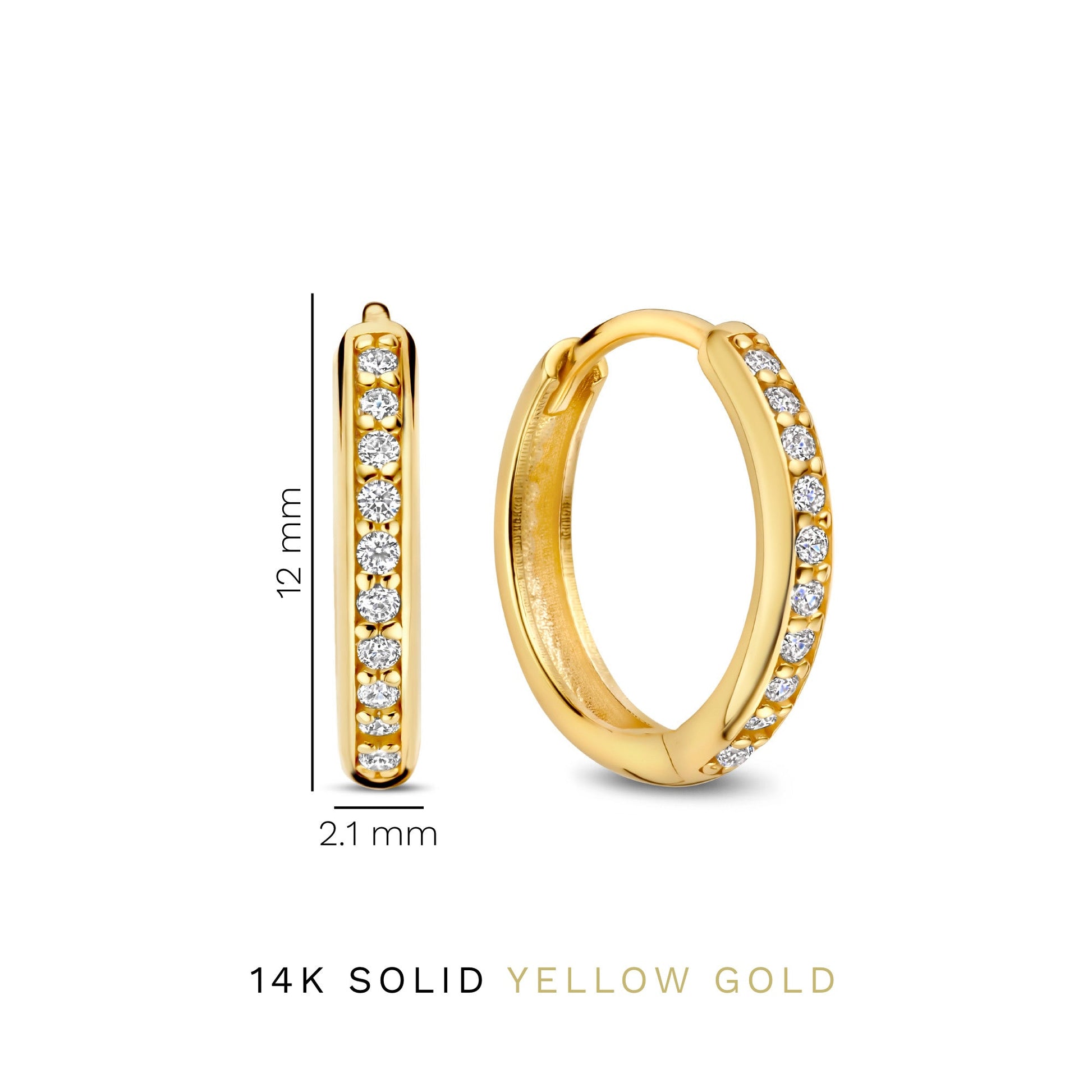 Le Marais Merle 14 karat gold hoop earrings with zirconia (10 mm) -  - Isabel Bernard