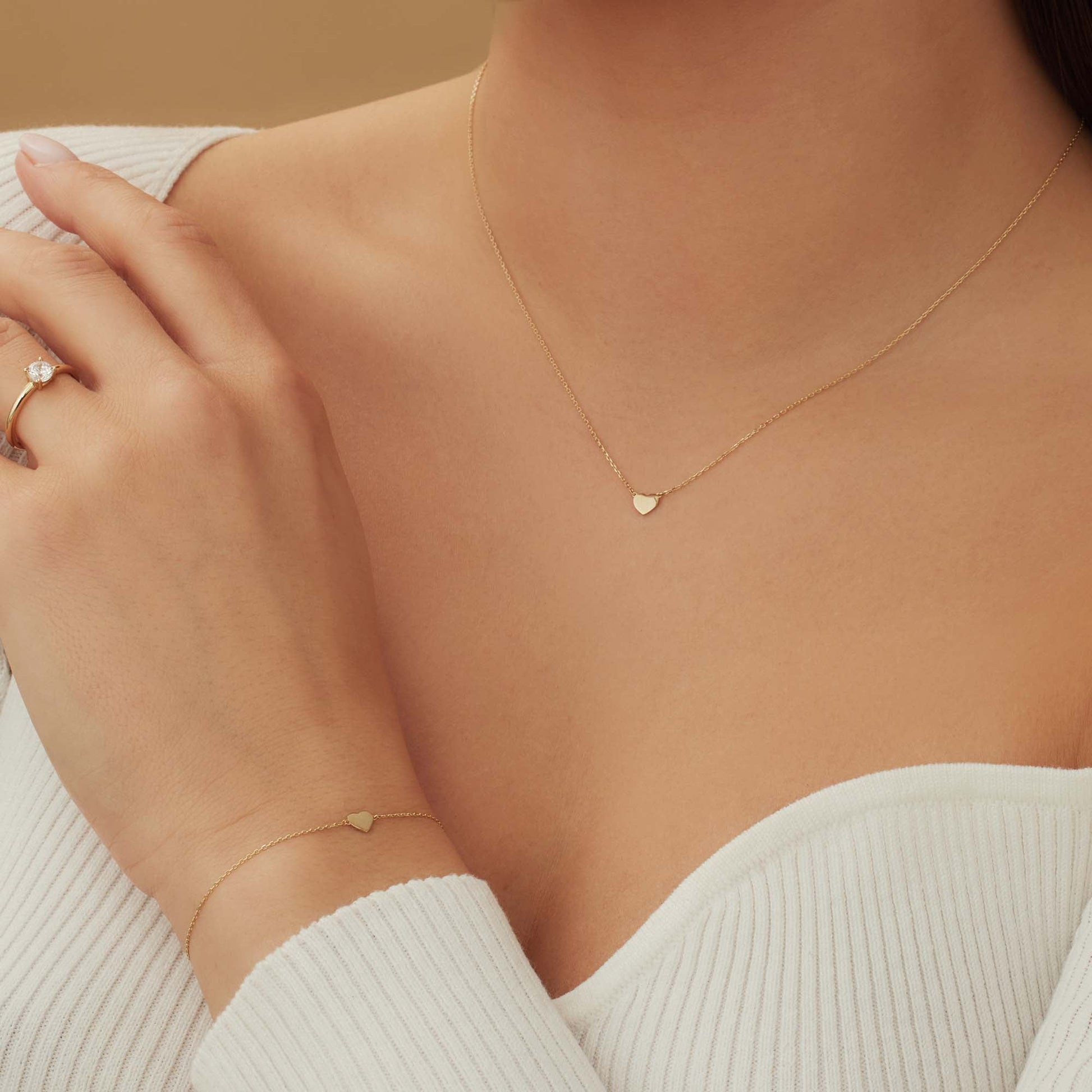 Cadeau d'Isabel 14 karat gold necklace and bracelet with heart gift set - - Isabel Bernard