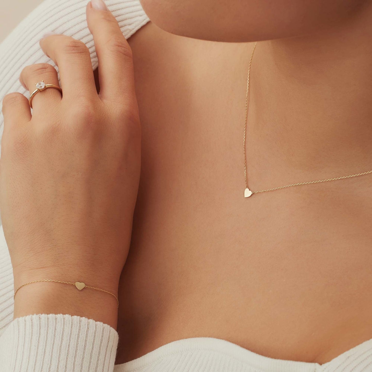 Cadeau d'Isabel 14 karat gold necklace and bracelet with heart gift set - - Isabel Bernard