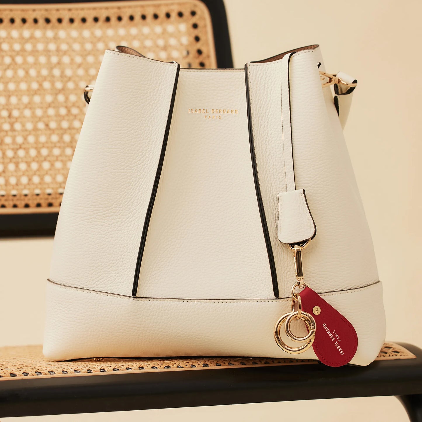 Honoré Filou red calfskin leather Airtag key ring -  - Isabel Bernard