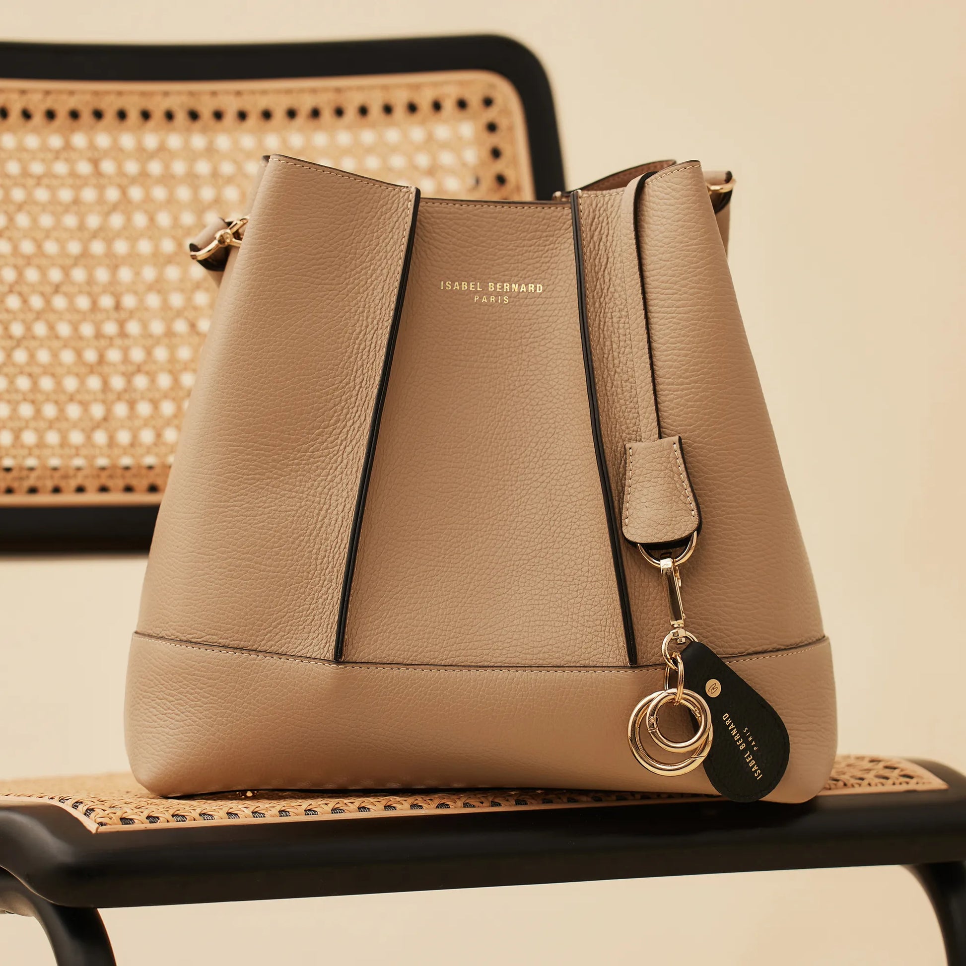 Honoré Filou black calfskin leather Airtag key ring -  - Isabel Bernard