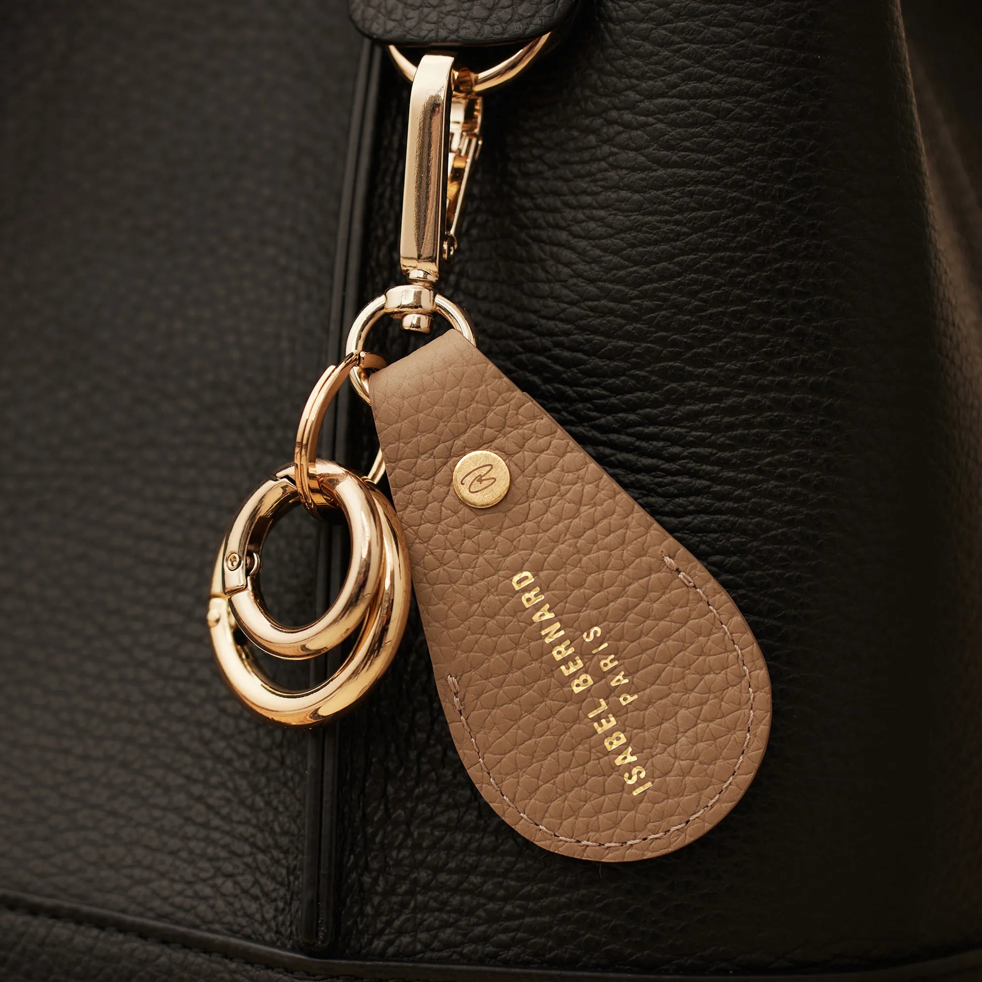 Honoré Filou taupe calfskin leather Airtag key ring -  - Isabel Bernard