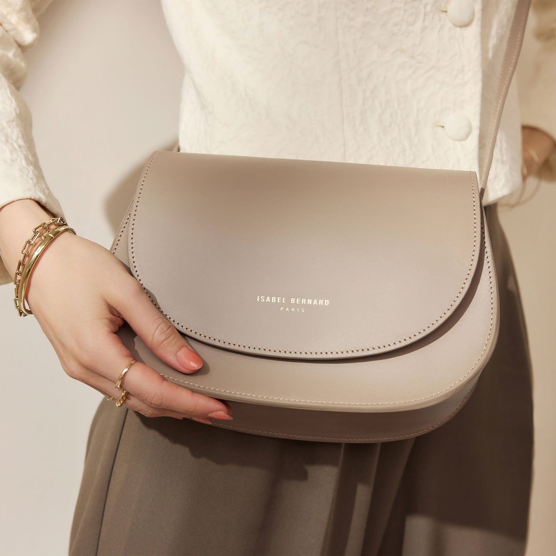 Montmartre Madelon taupe vegetable tanned leather crossbody bag -  - Isabel Bernard