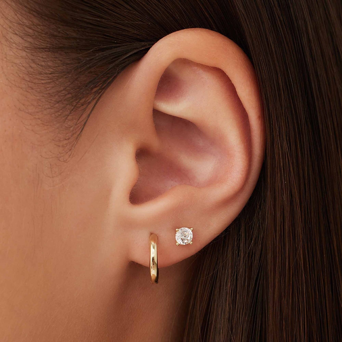 Cadeau d'Isabel 14 karat gold earring set with zirconia stones -  - Isabel Bernard