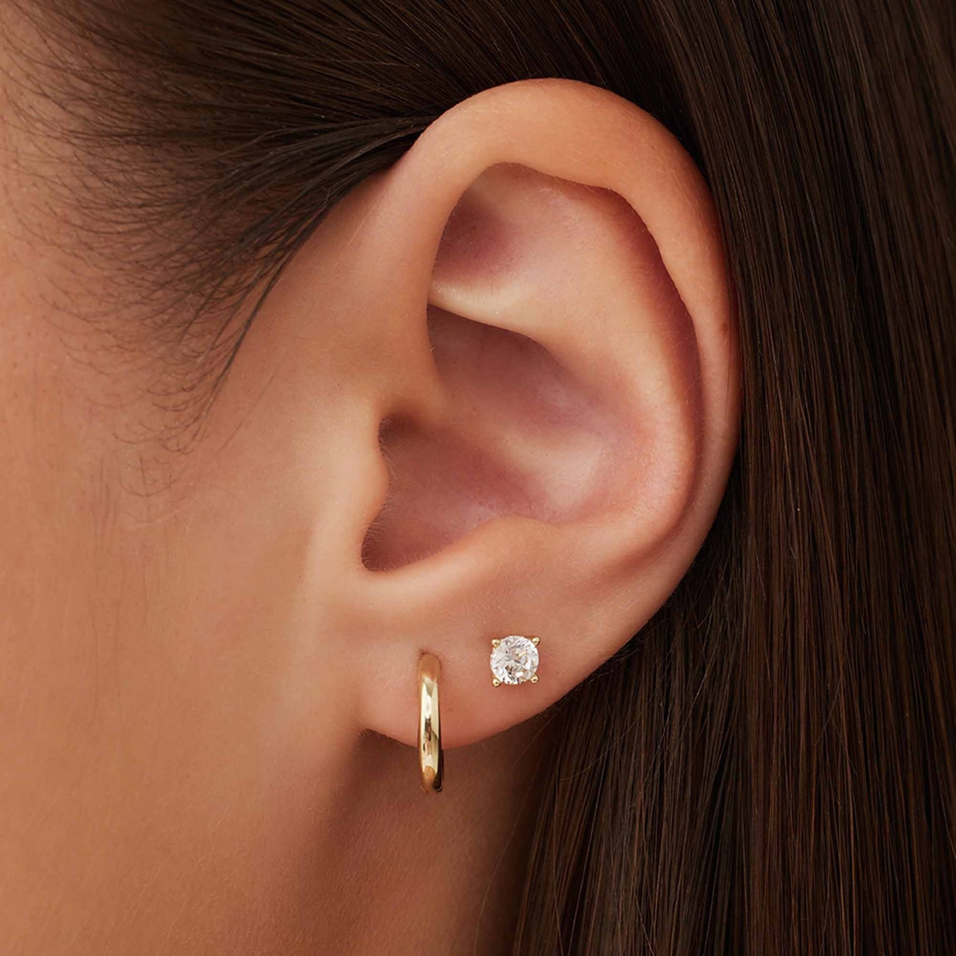 Cadeau d'Isabel 14 karat gold earring set with zirconia stones -  - Isabel Bernard