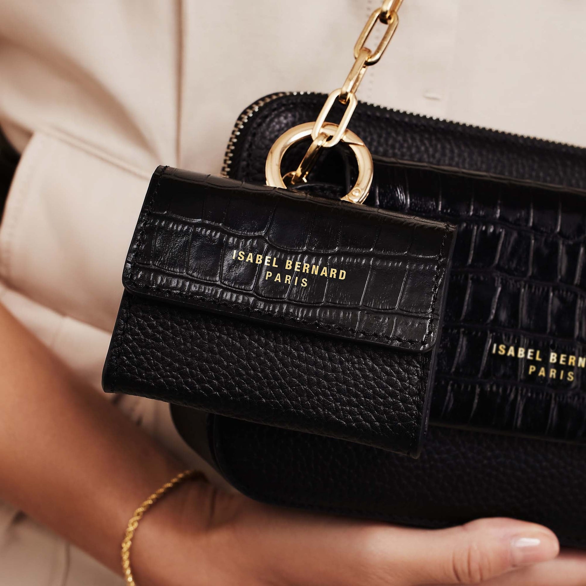 Cadeau d'Isabel black leather crossbody bag and mini bag gift set -  - Isabel Bernard