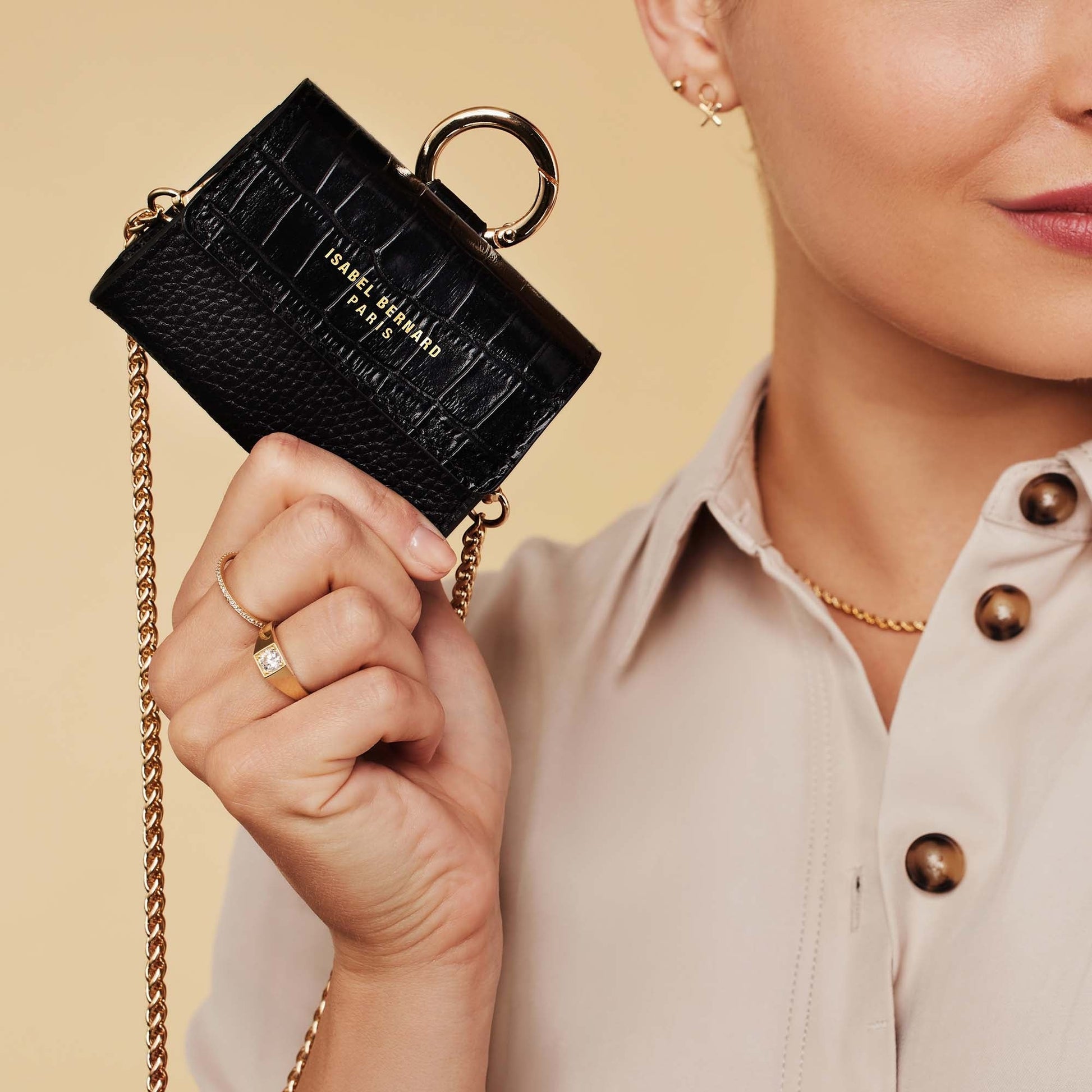 Cadeau d'Isabel black leather crossbody bag and mini bag gift set -  - Isabel Bernard