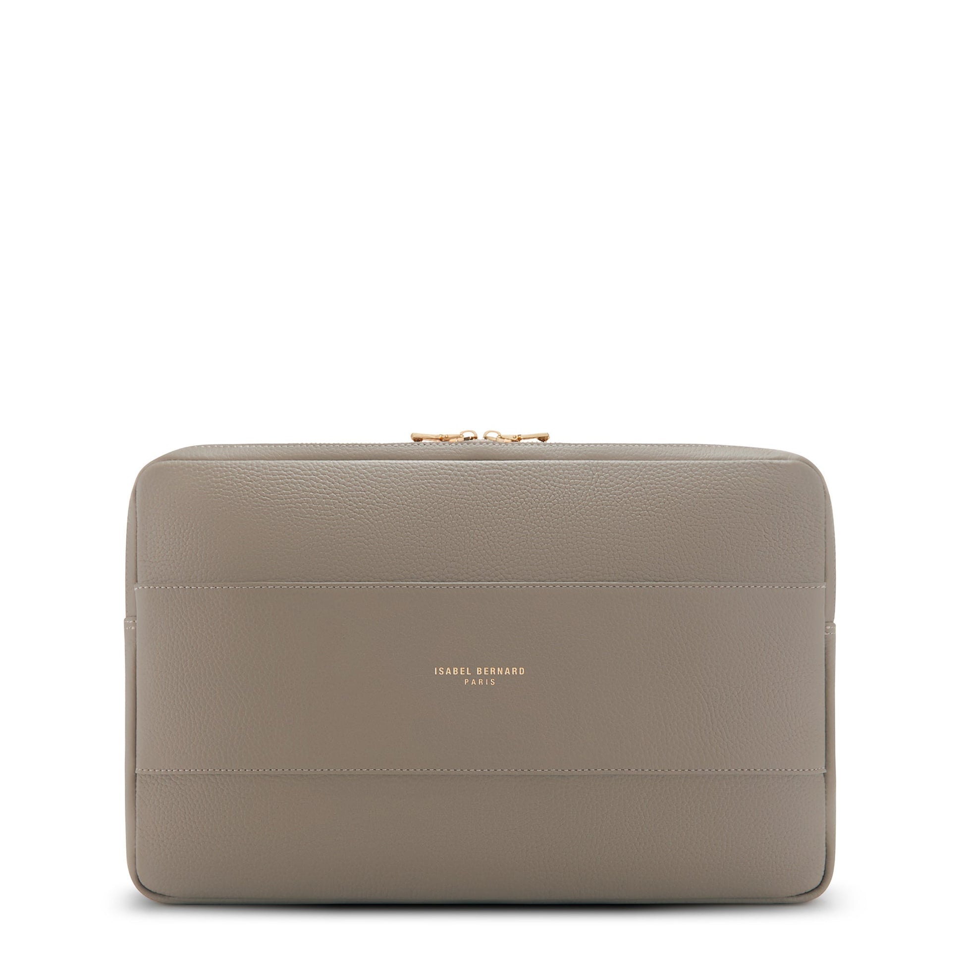 Honoré Caress taupe calfskin leather laptop sleeve -  - Isabel Bernard