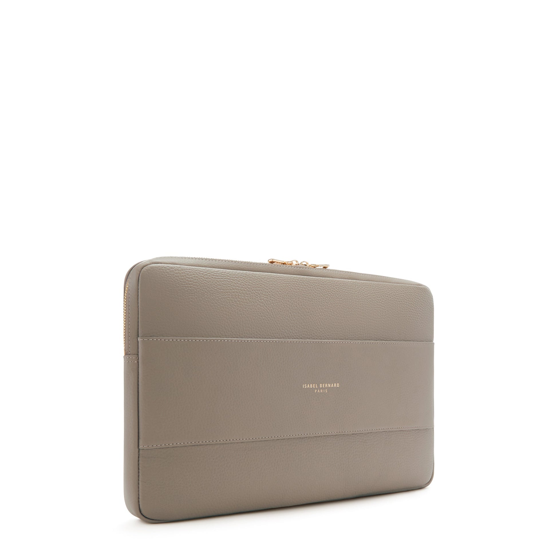 Honoré Caress taupe calfskin leather laptop sleeve -  - Isabel Bernard