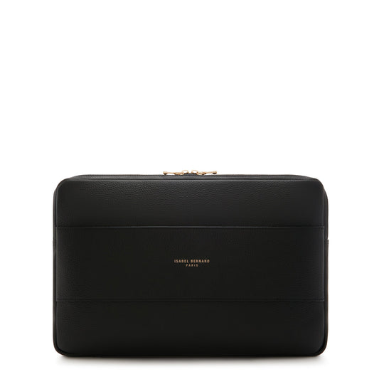 Honoré Caress black calfskin leather laptop sleeve -  - Isabel Bernard
