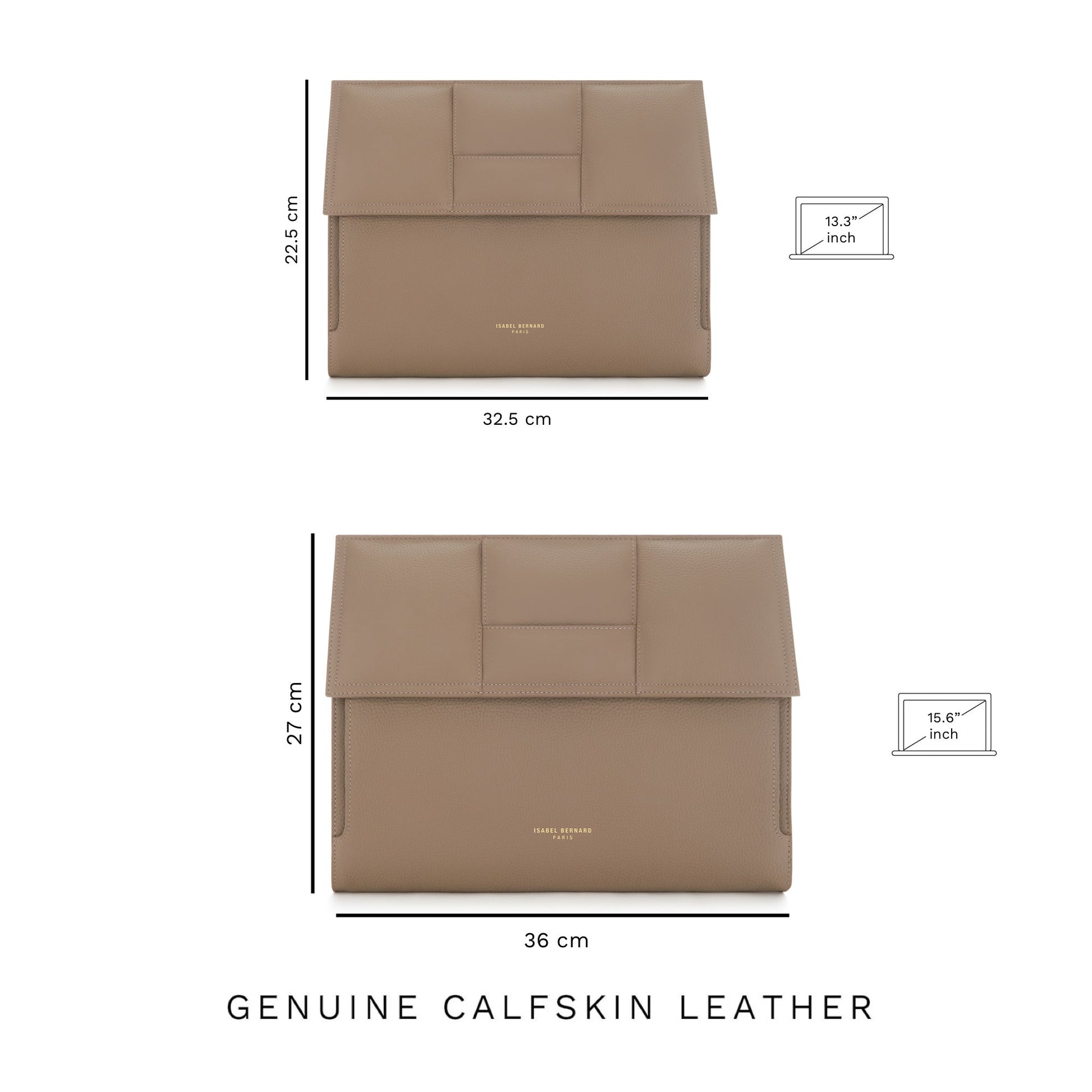 Honoré Caroline taupe braided calfskin leather laptop sleeve -  - Isabel Bernard