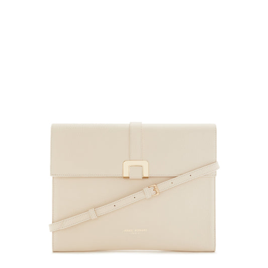 Honoré Clara cream calfskin leather laptop sleeve with shoulder strap -  - Isabel Bernard