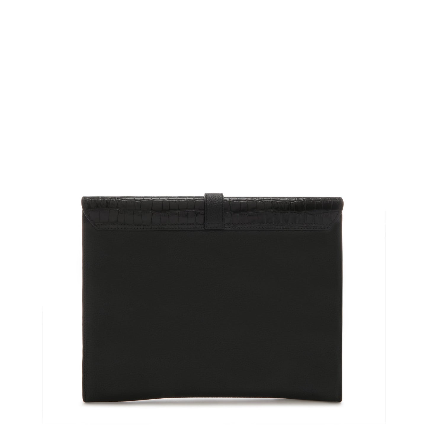 Honoré Clara croco black calfskin leather laptop sleeve with shoulder strap -  - Isabel Bernard