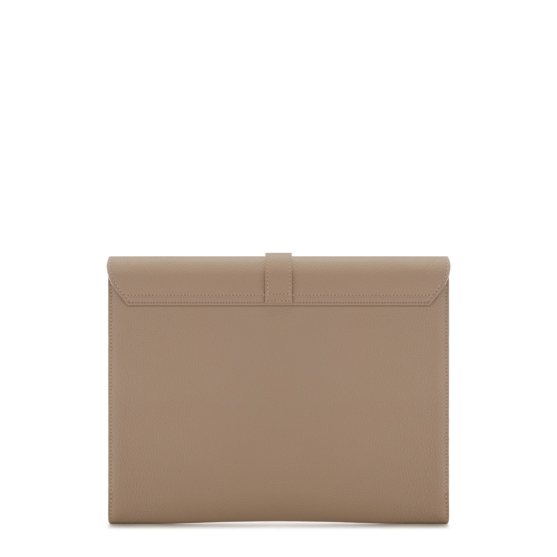 Honoré Clara taupe calfskin leather laptop sleeve with shoulder strap -  - Isabel Bernard