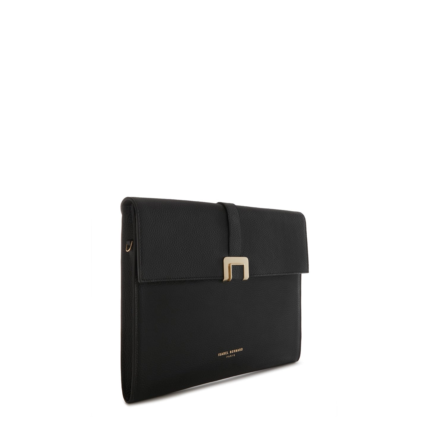 Honoré Clara black calfskin leather laptop sleeve with shoulder strap -  - Isabel Bernard