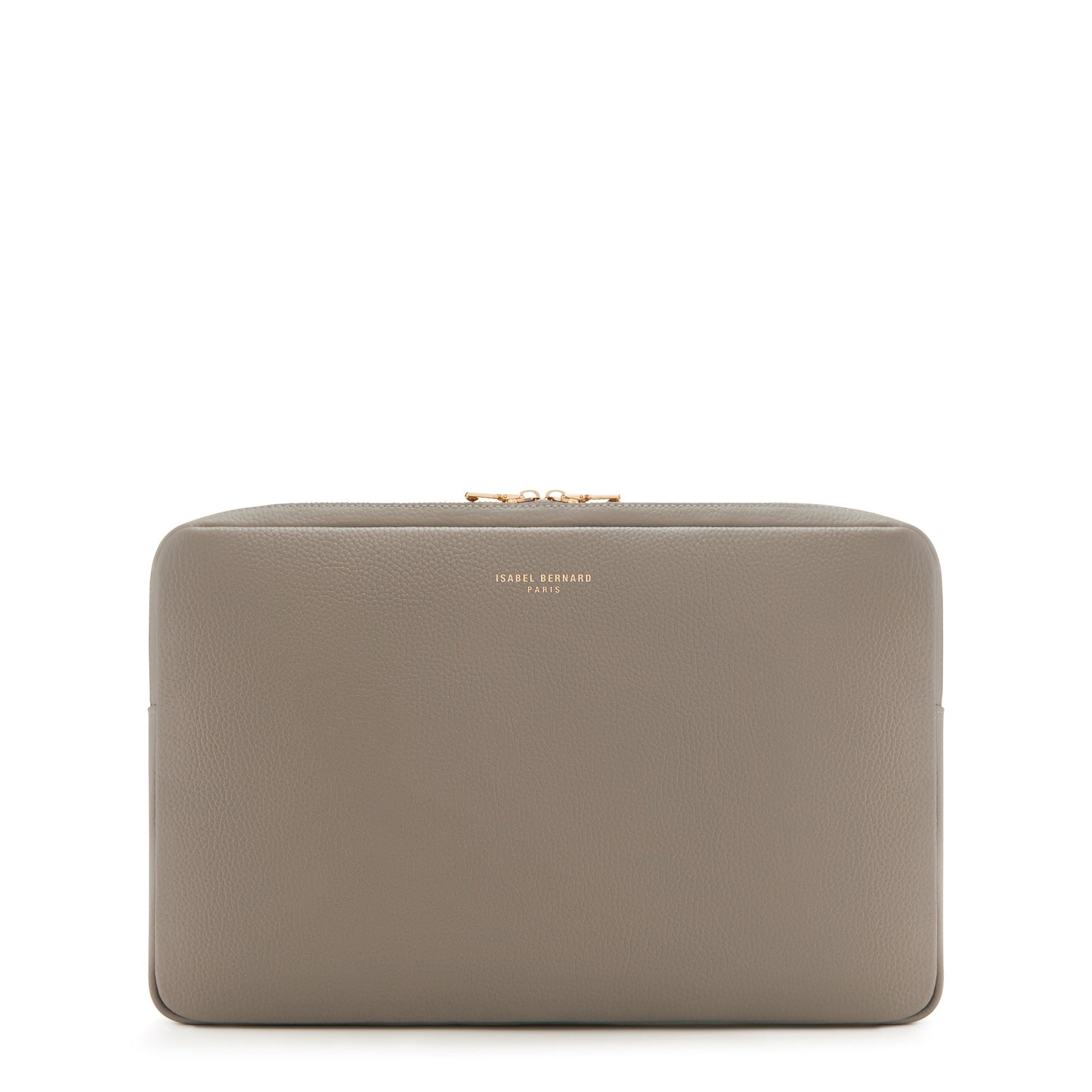 Honoré Caress taupe calfskin leather laptop sleeve -  - Isabel Bernard