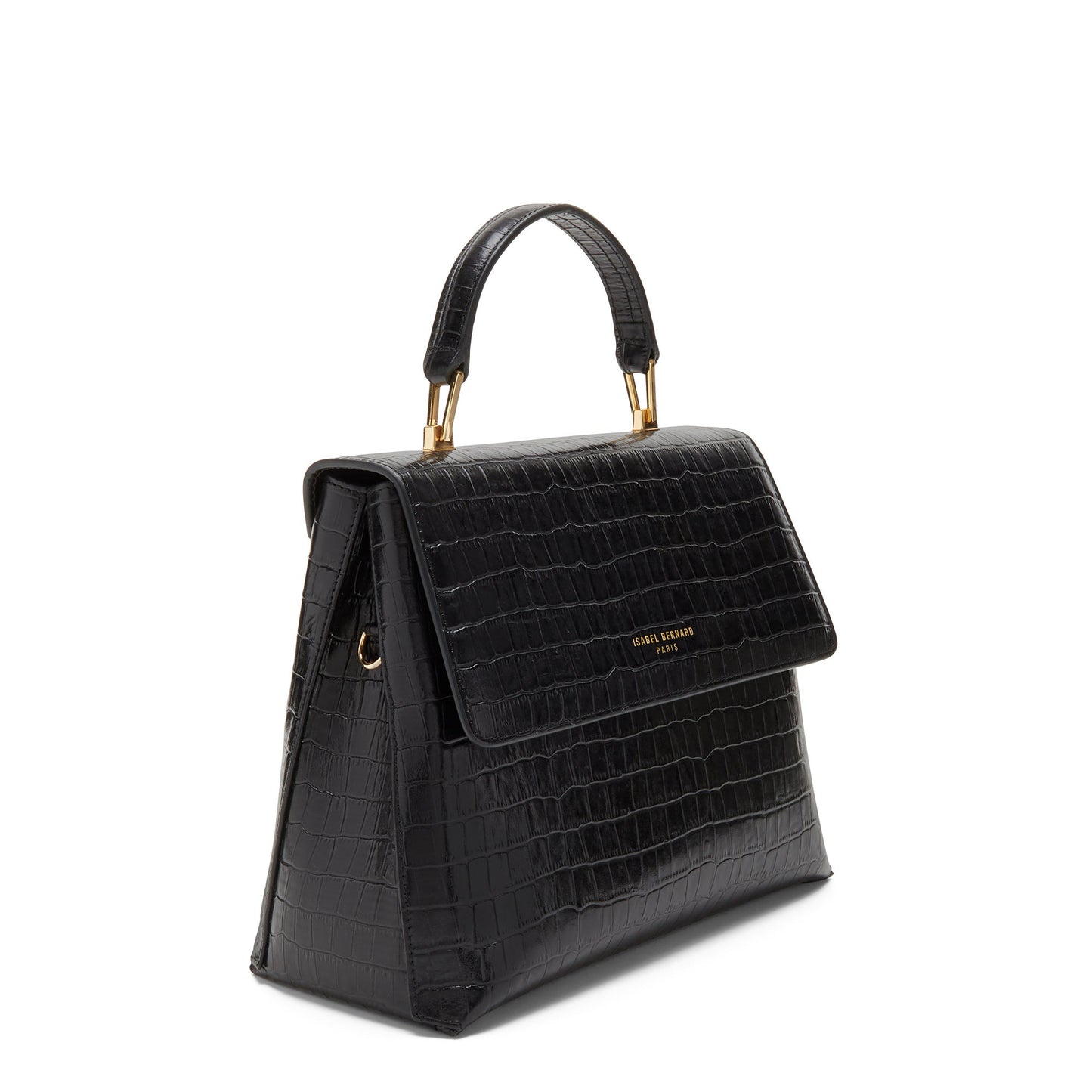 Femme Forte Gisel croco black calfskin leather handbag -  - Isabel Bernard