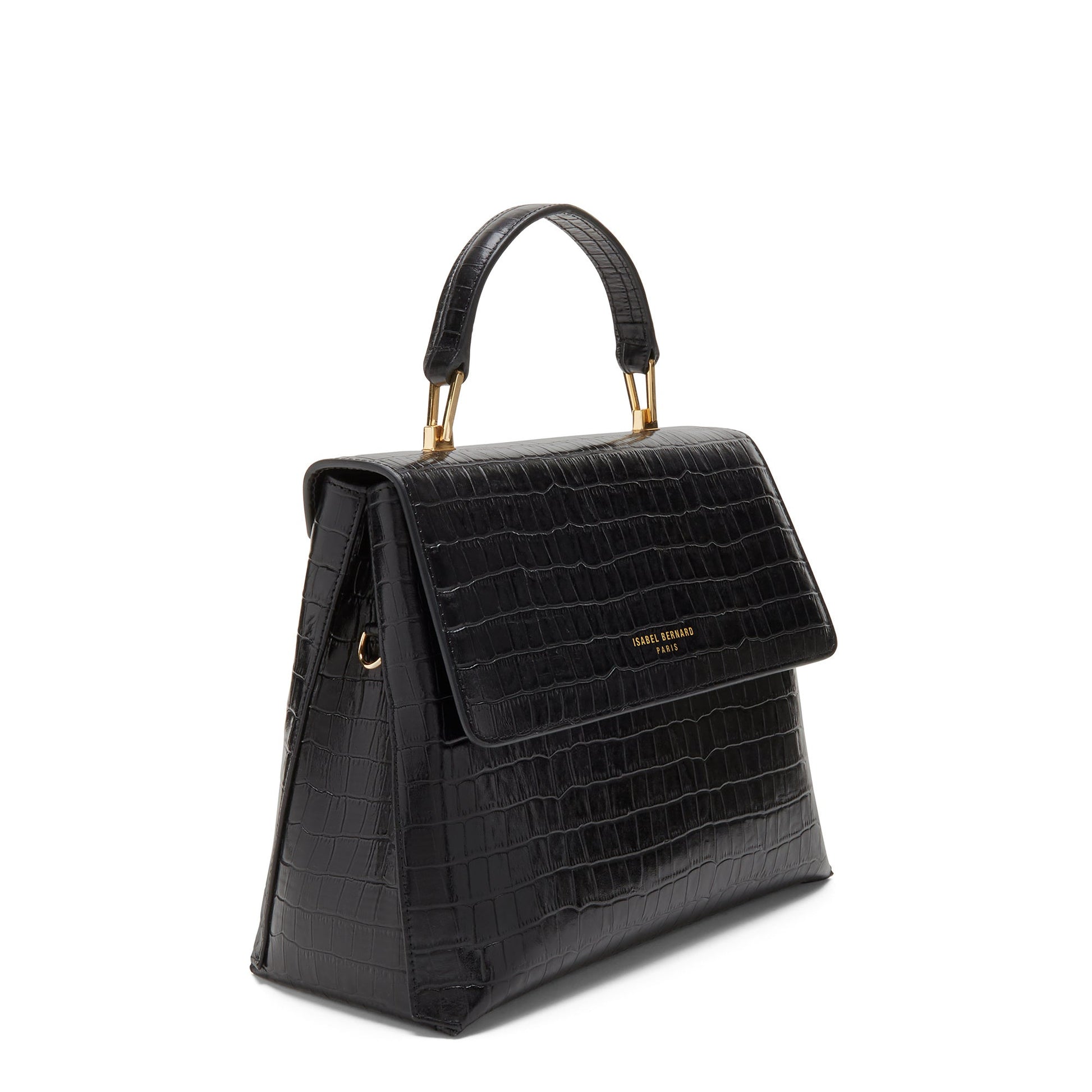 Femme Forte Gisel croco black calfskin leather handbag -  - Isabel Bernard