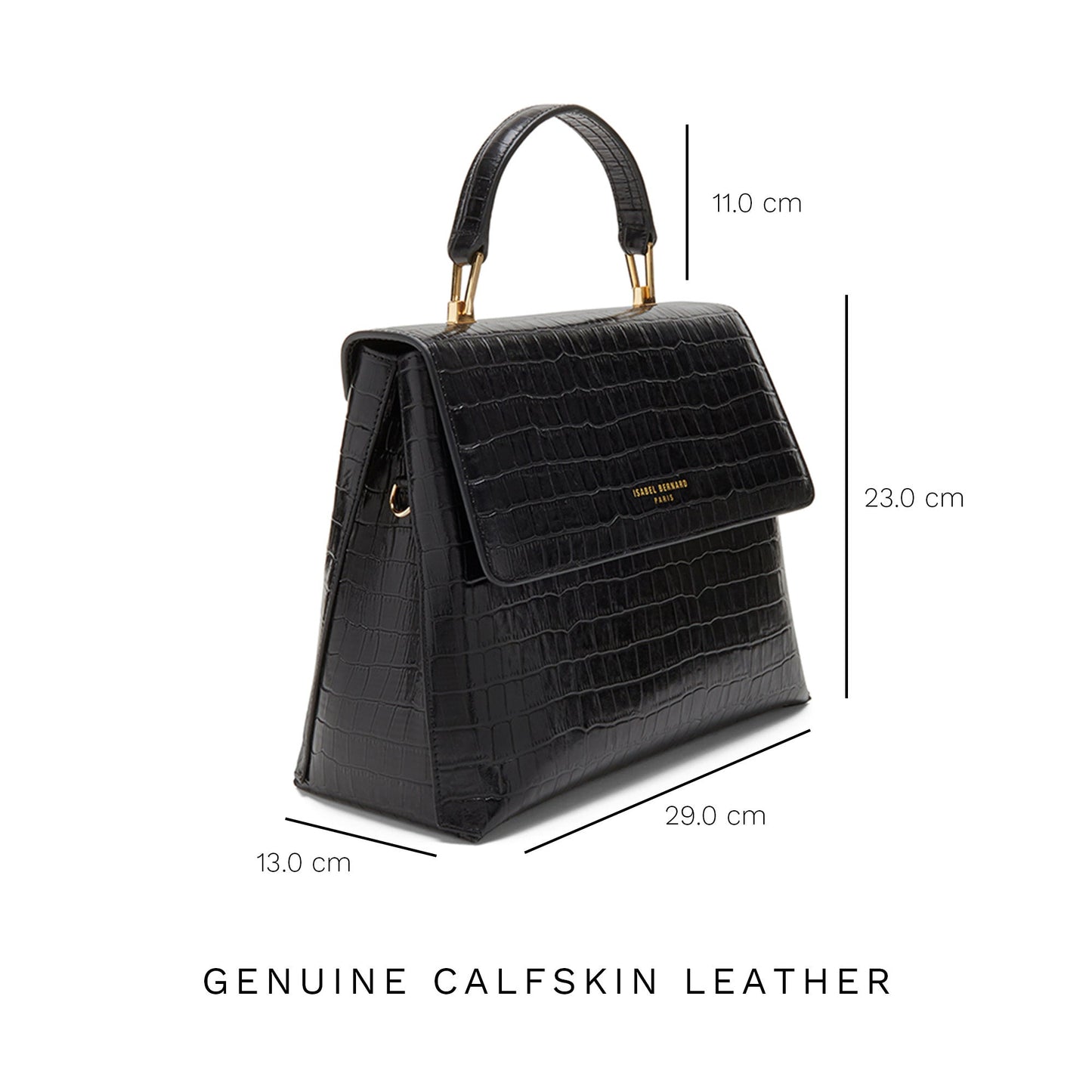 Femme Forte Gisel croco black calfskin leather handbag -  - Isabel Bernard