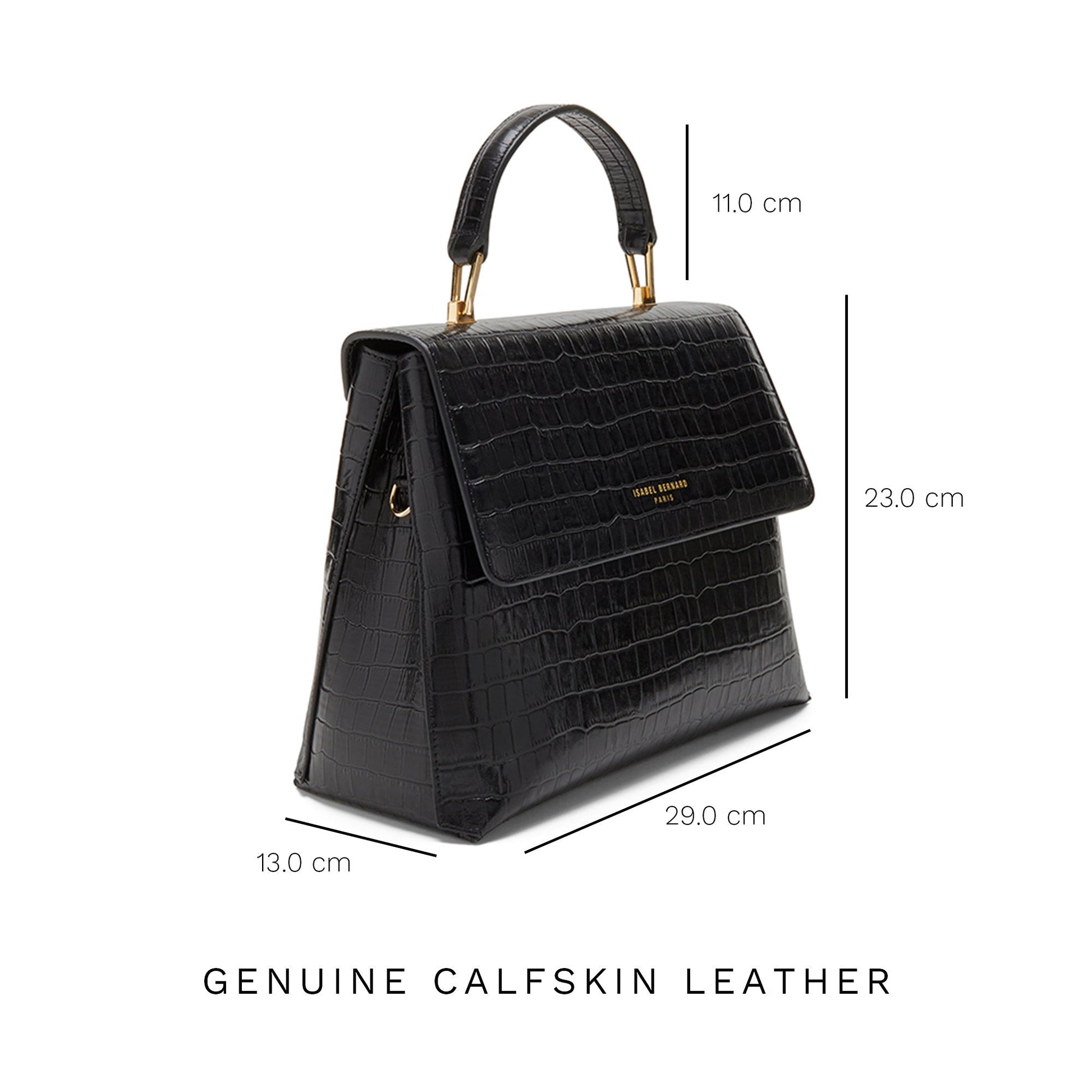 Femme Forte Gisel croco black calfskin leather handbag -  - Isabel Bernard