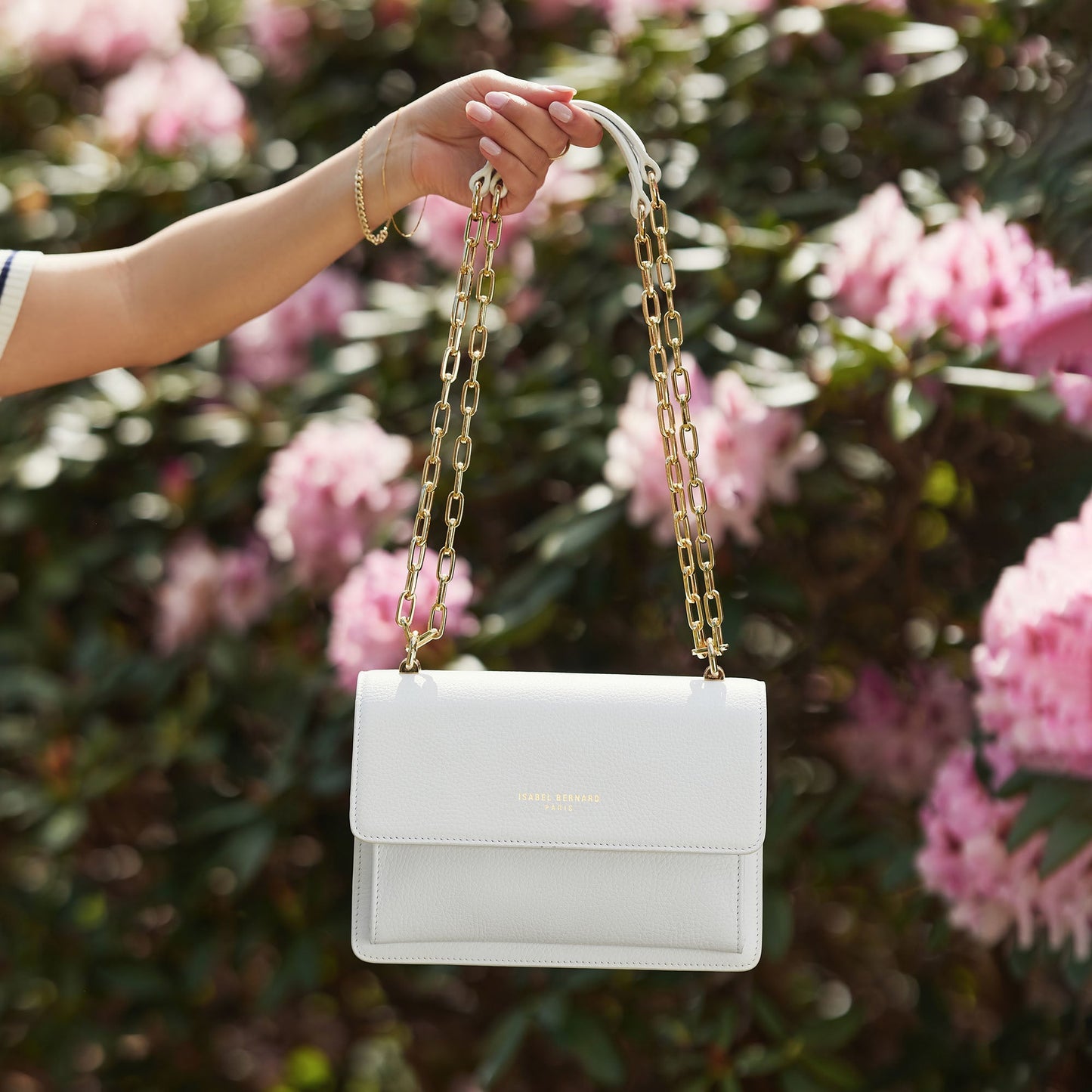 Femme Forte Valerie white calfskin leather shoulder bag -  - Isabel Bernard