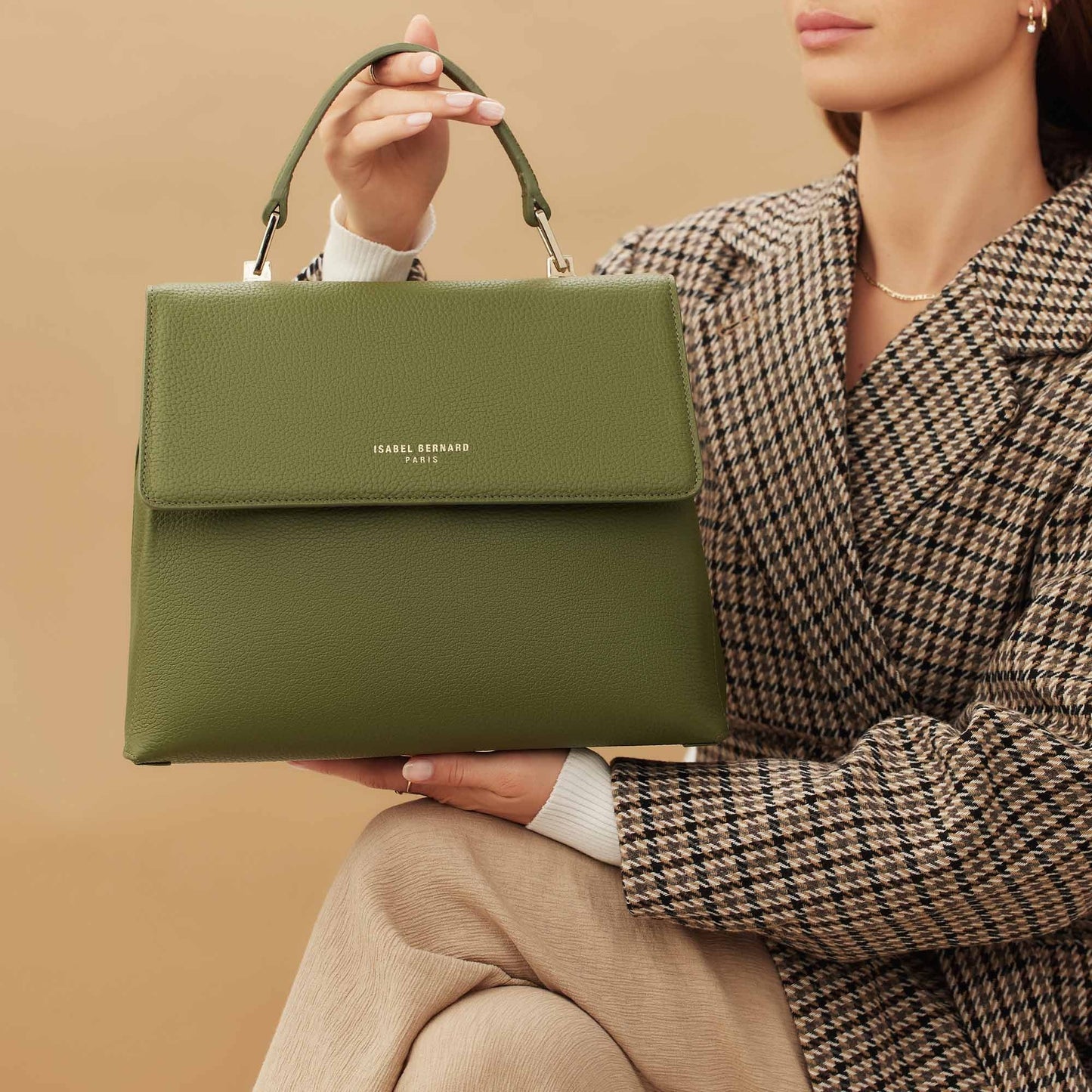 Femme Forte Gisel green calfskin leather handbag -  - Isabel Bernard