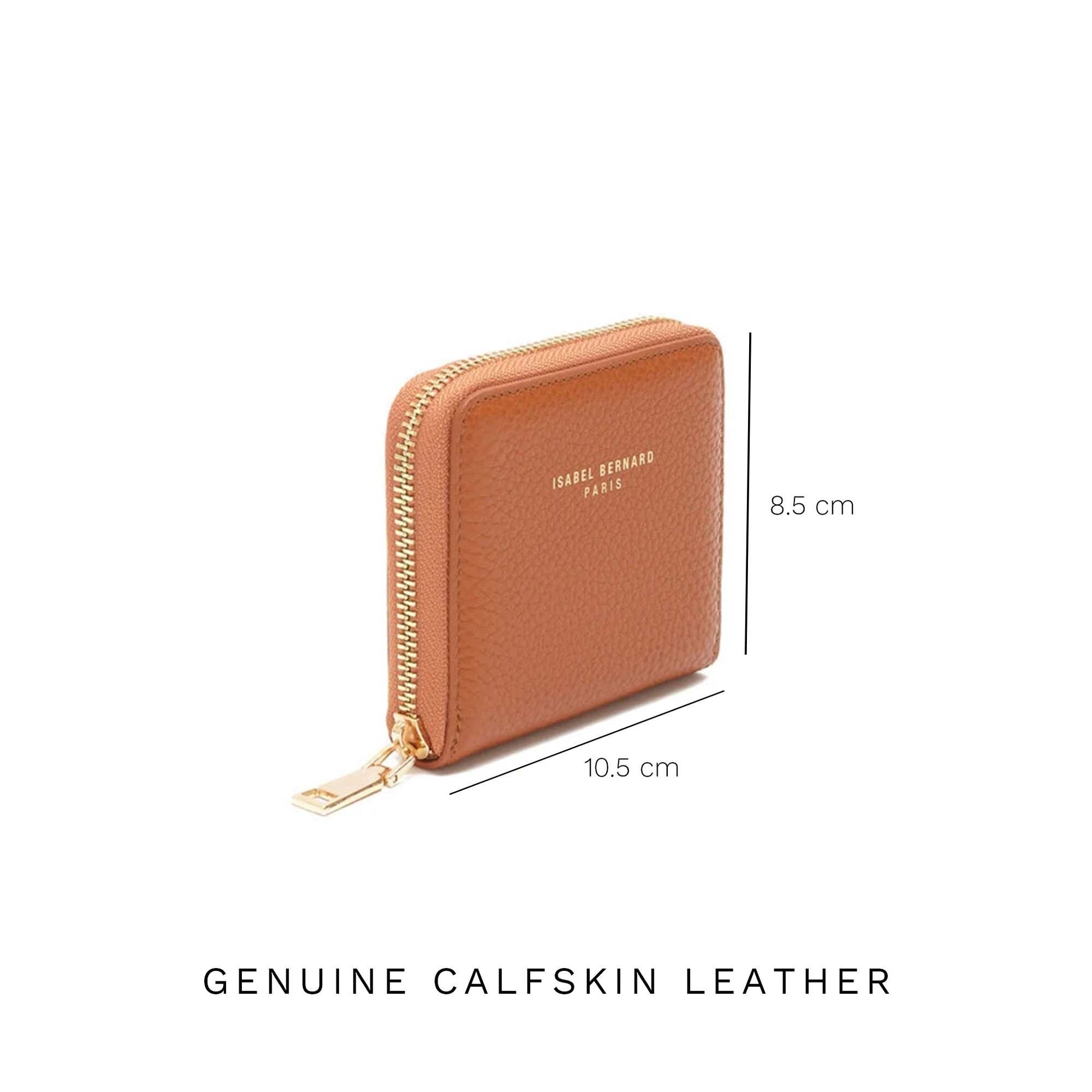 Honoré Jules cognac calfskin leather zipper wallet -  - Isabel Bernard