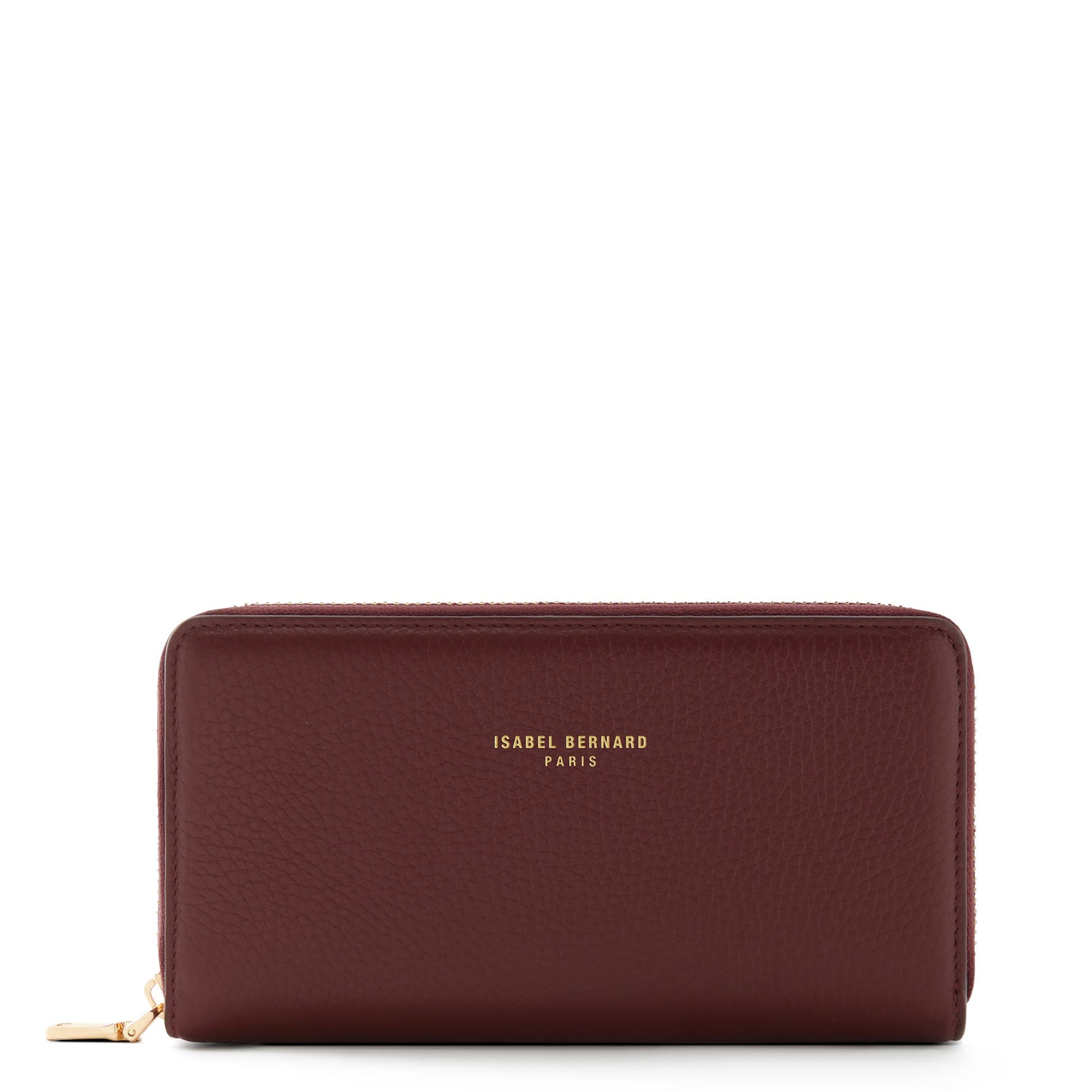 Honoré Léa bordeaux red calfskin leather zipper wallet -  - Isabel Bernard