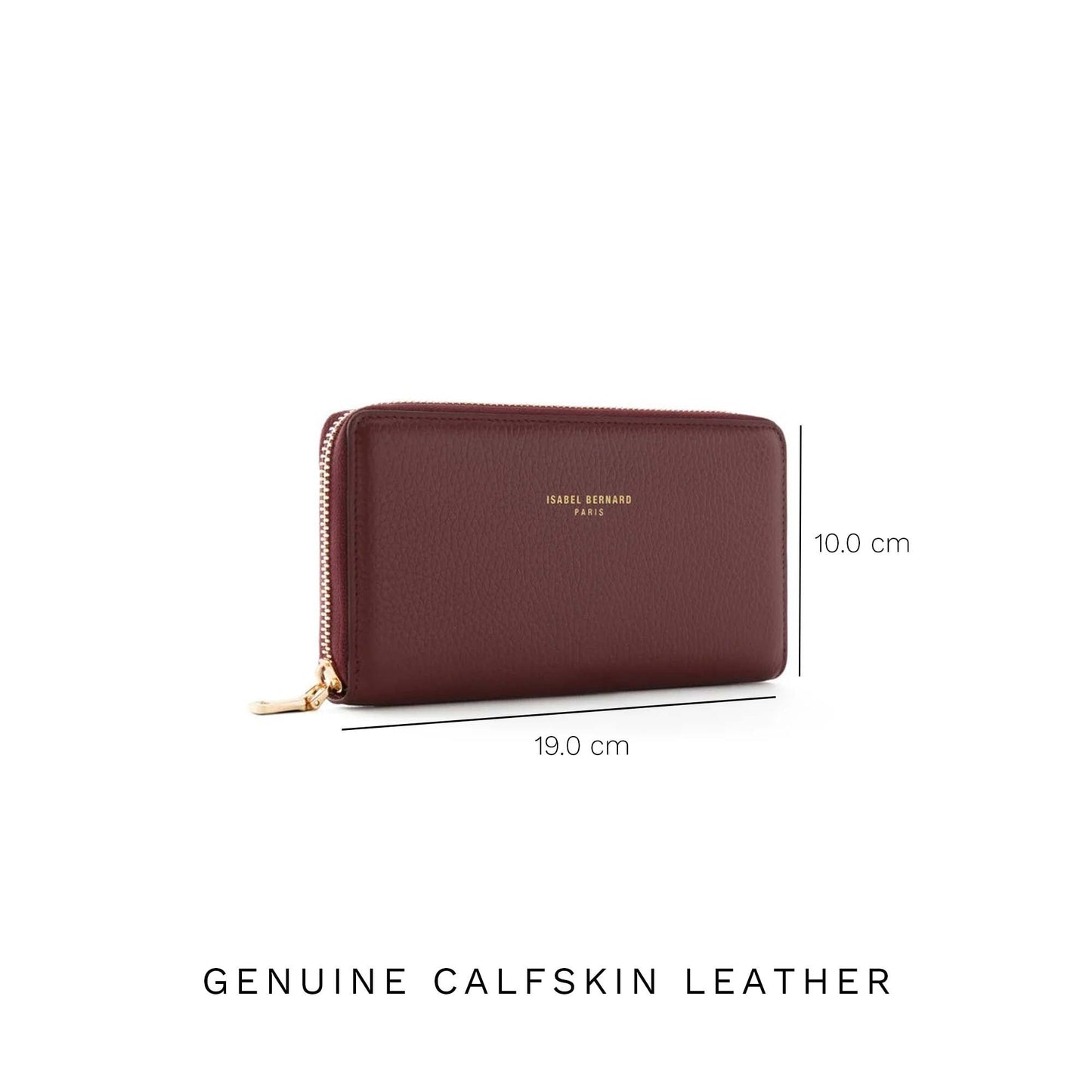 Honoré Léa bordeaux red calfskin leather zipper wallet -  - Isabel Bernard