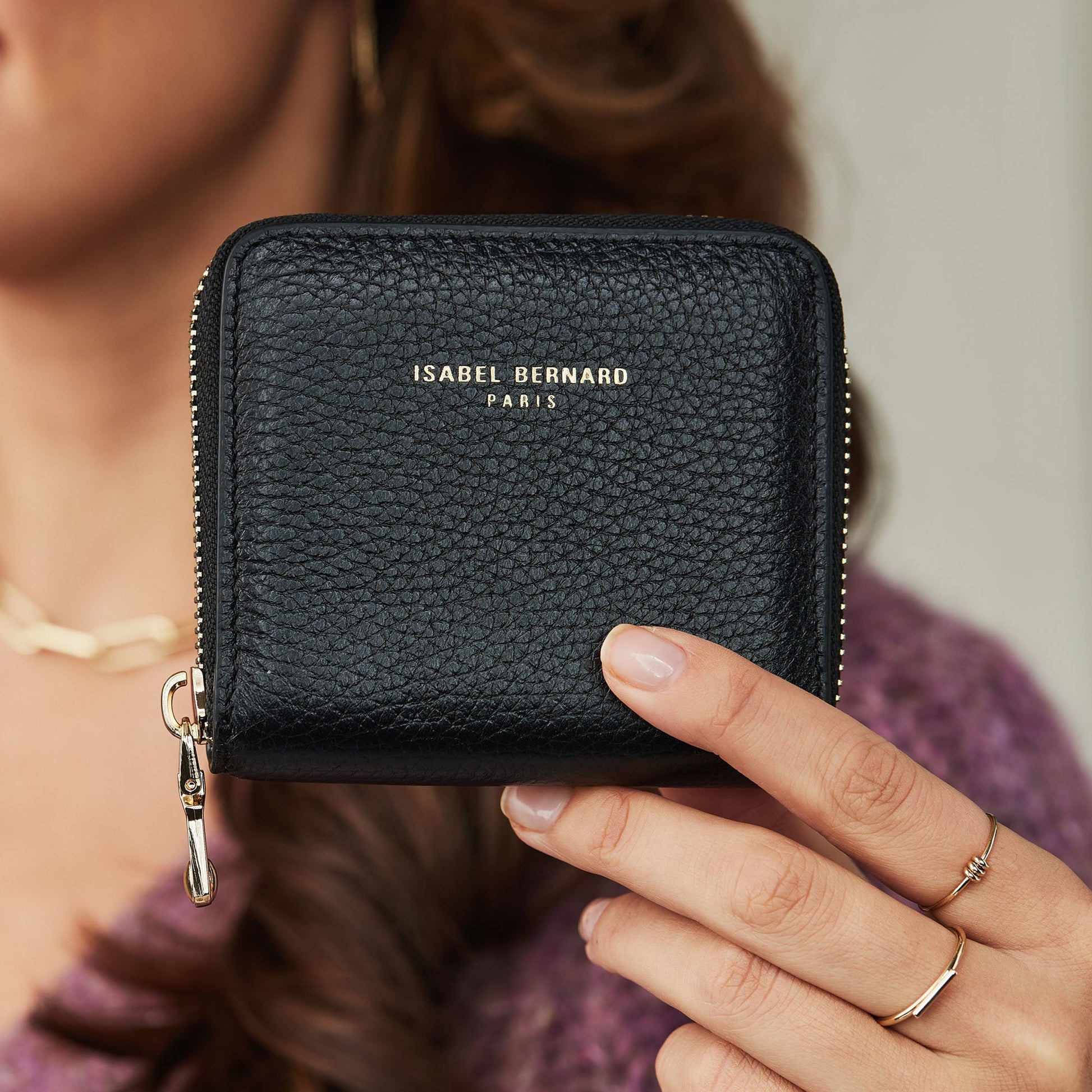 Cadeau d'Isabel black calfskin leather shoulder bag and zipper wallet gift set - - Isabel Bernard