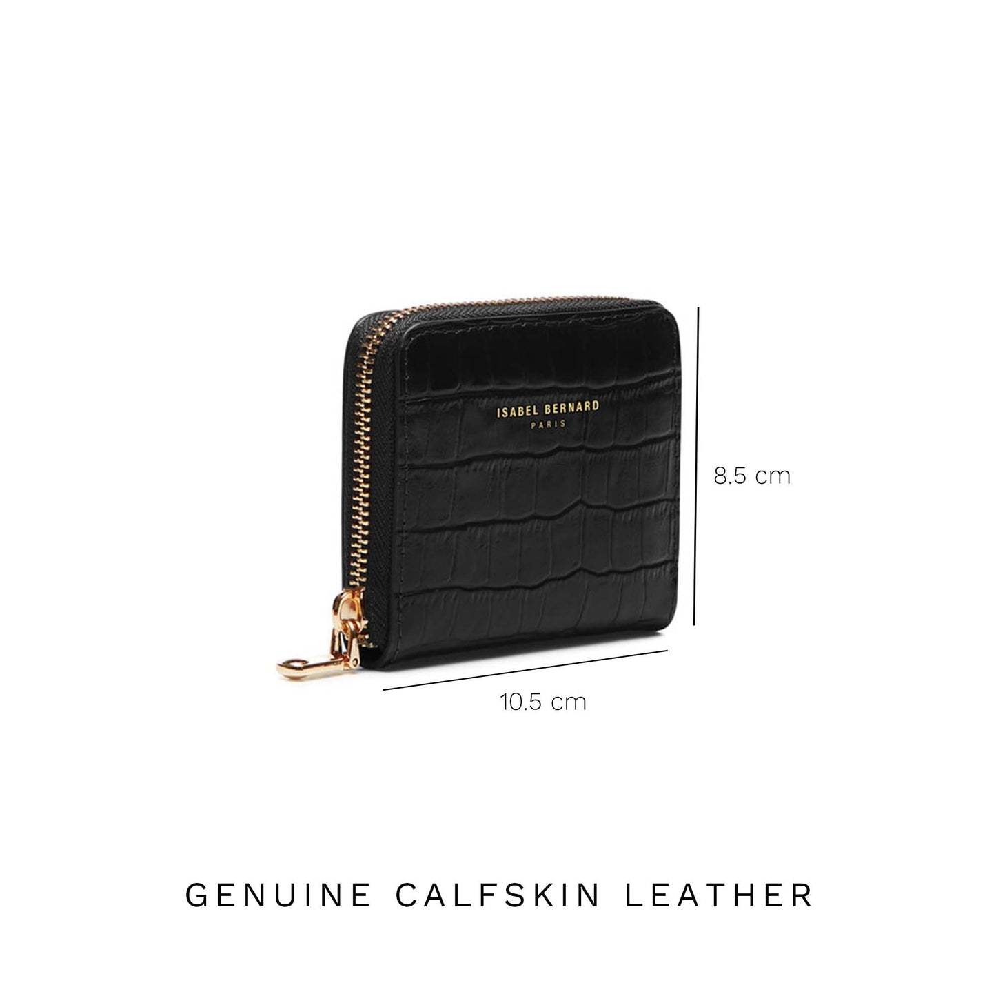 Honoré Jules croco black calfskin leather zipper wallet - - Isabel Bernard