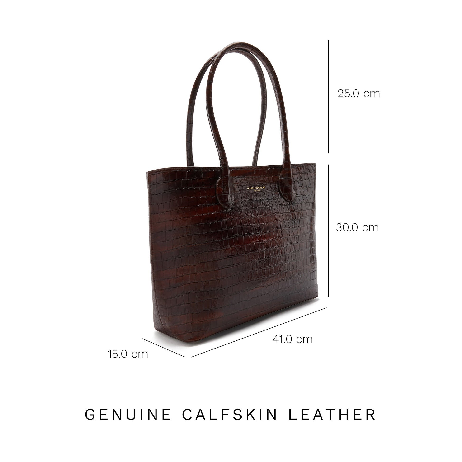 Honoré Lysanne croco brown calfskin leather shopper -  - Isabel Bernard