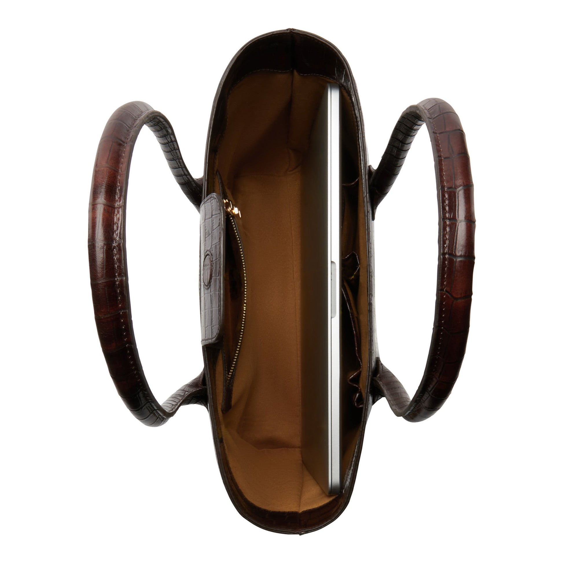 Honoré Lysanne croco brown calfskin leather shopper -  - Isabel Bernard