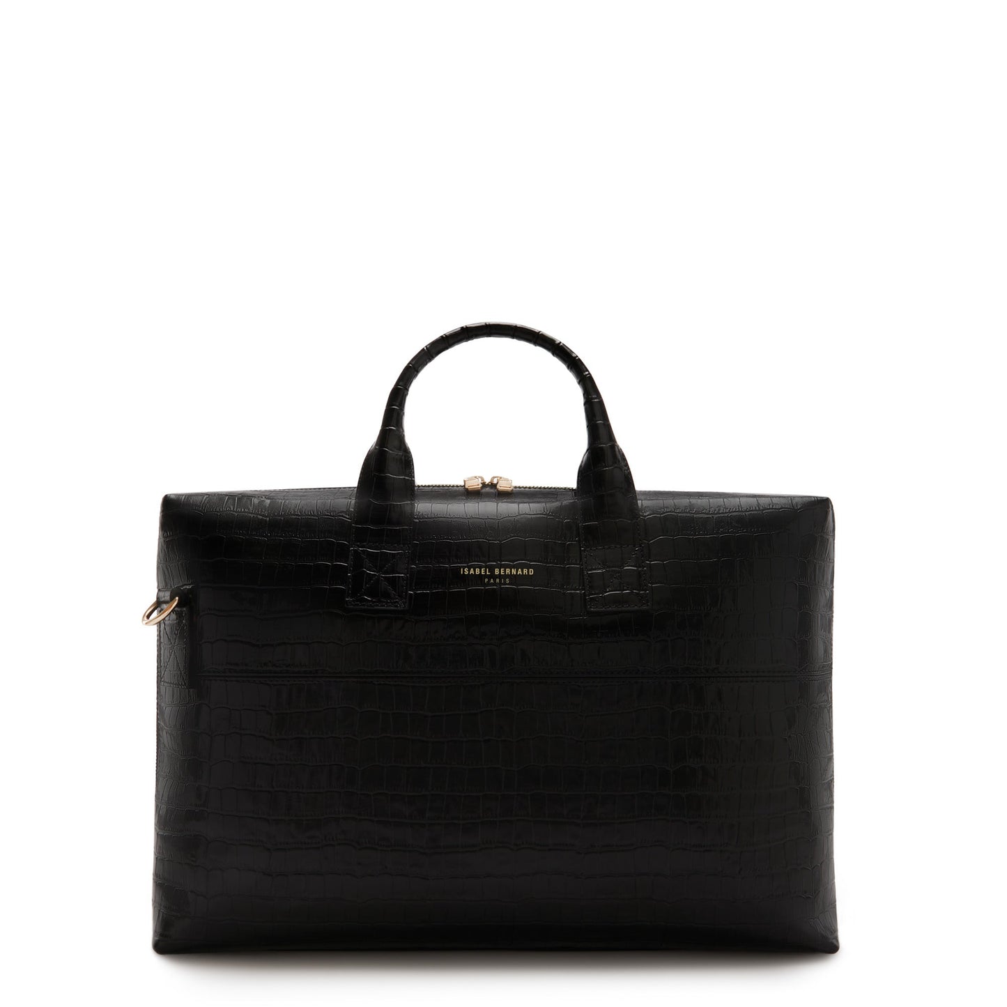 Honoré Anique croco black calfskin leather handbag with laptop compartment -  - Isabel Bernard