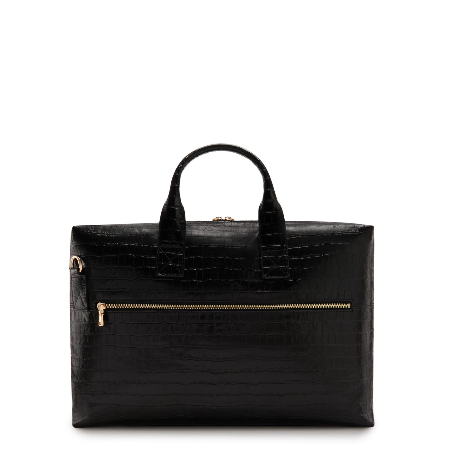 Honoré Anique croco black calfskin leather handbag with laptop compartment -  - Isabel Bernard