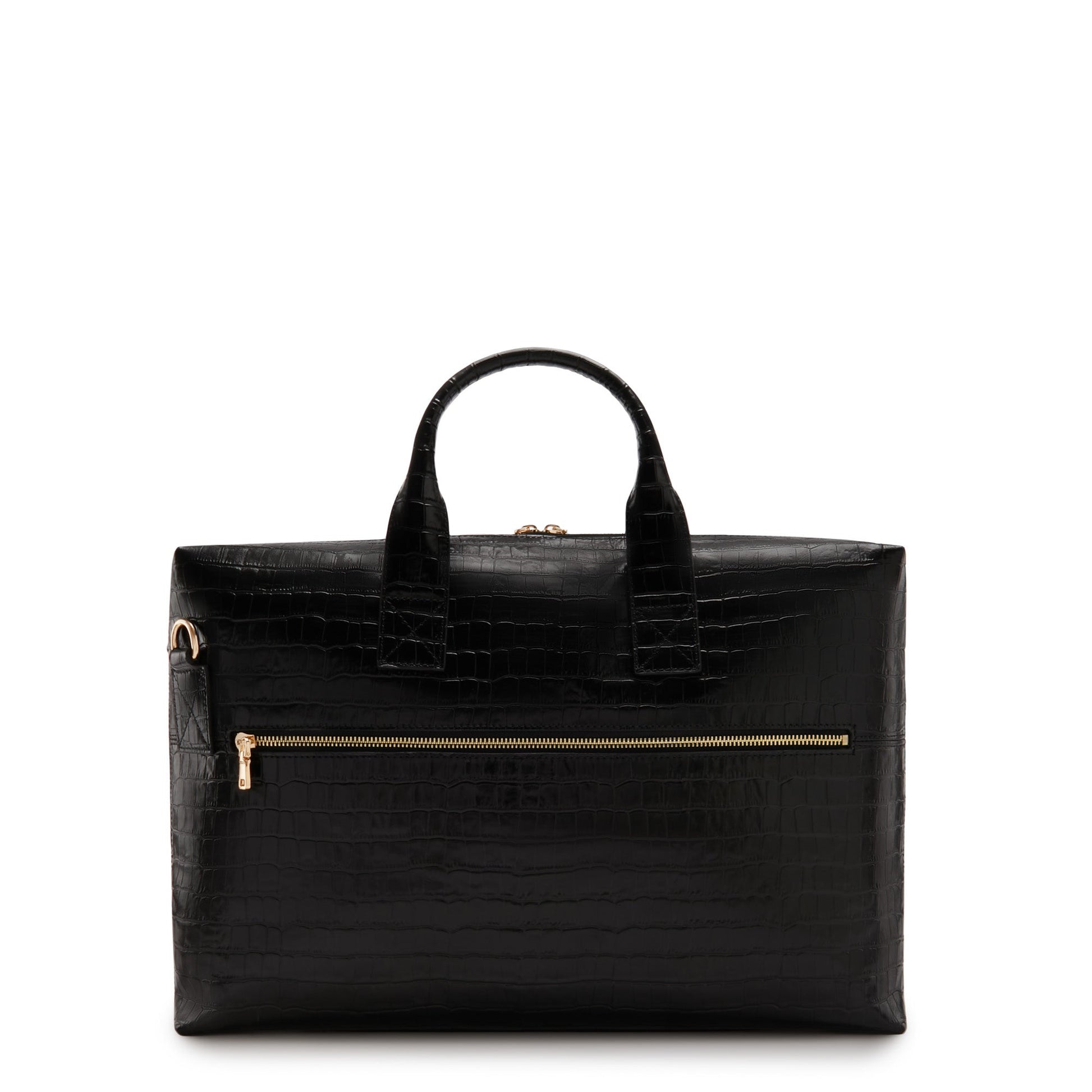 Honoré Anique croco black calfskin leather handbag with laptop compartment -  - Isabel Bernard