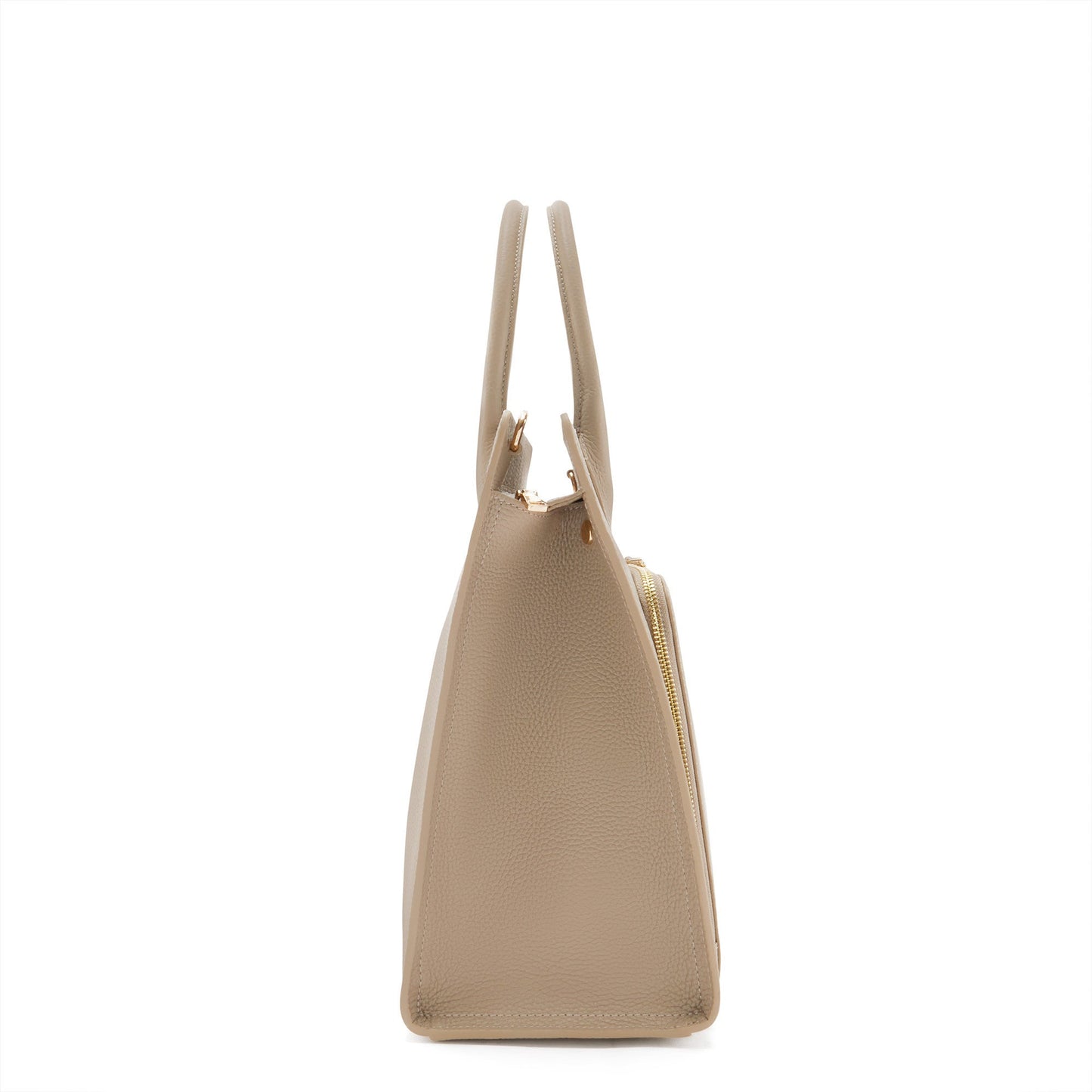 Honoré Nadine taupe calfskin leather handbag with laptop compartment -  - Isabel Bernard