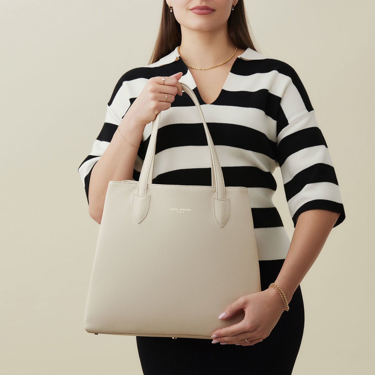 Honoré Francine cream calfskin leather shopper -  - Isabel Bernard