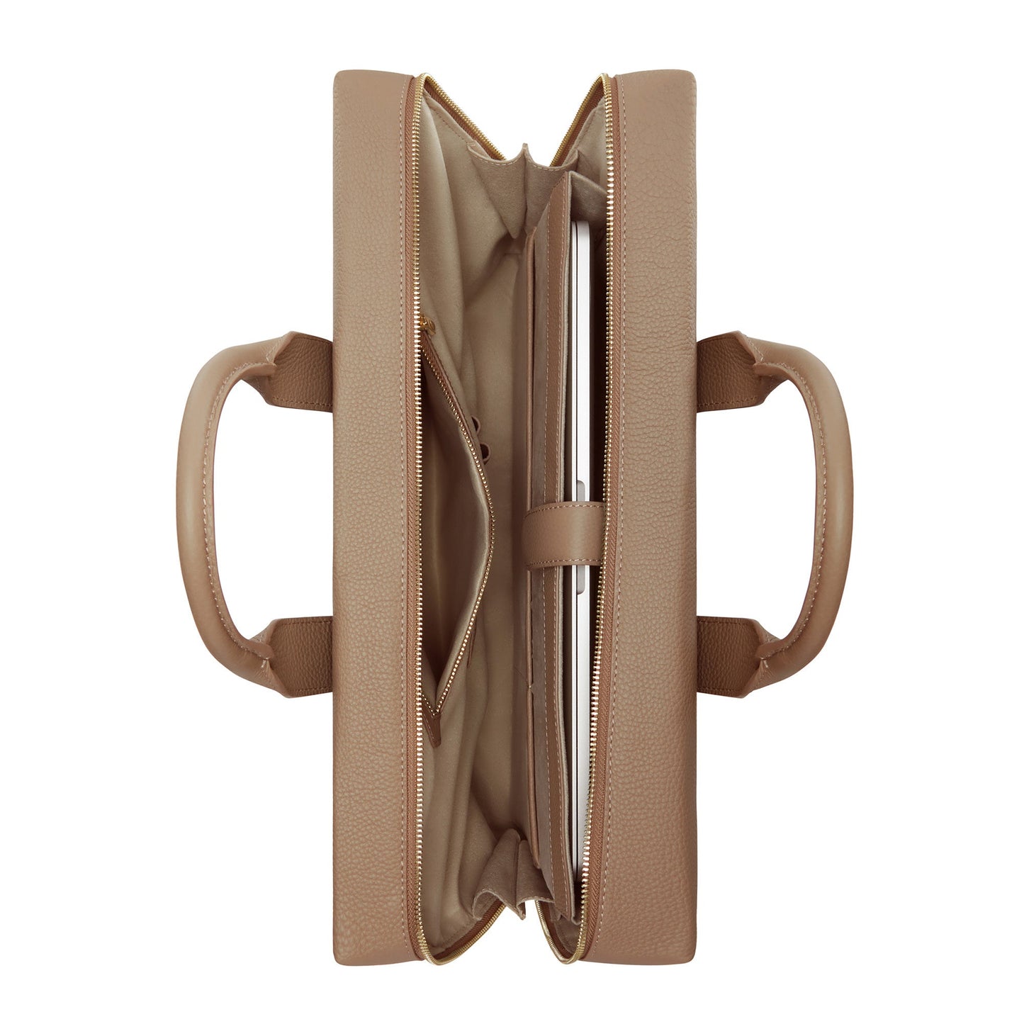 Honoré Anique taupe calfskin leather handbag with 16.4 inch laptop compartment -  - Isabel Bernard