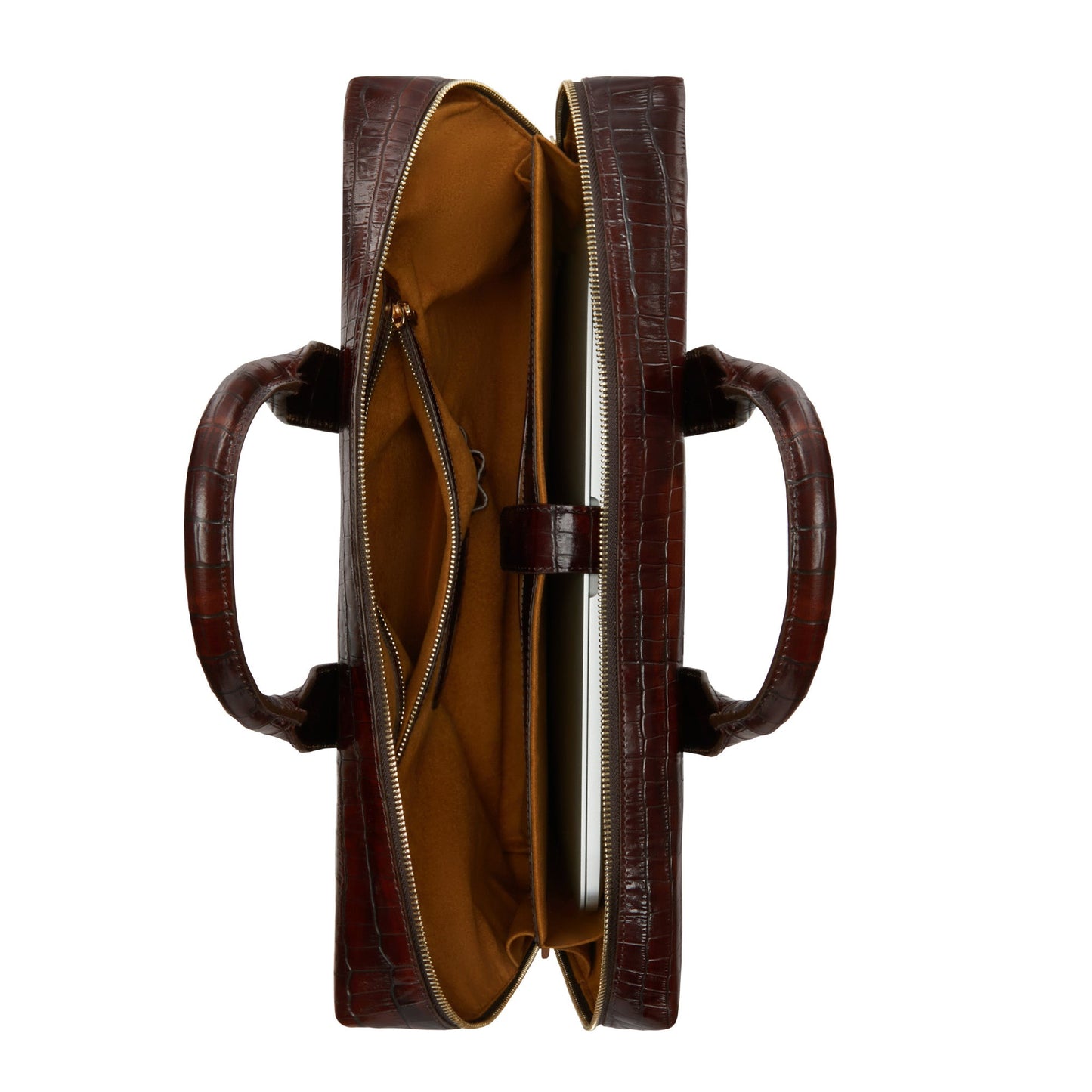 Honoré Anique croco brown calfskin leather handbag with 16.4 inch laptop compartment -  - Isabel Bernard