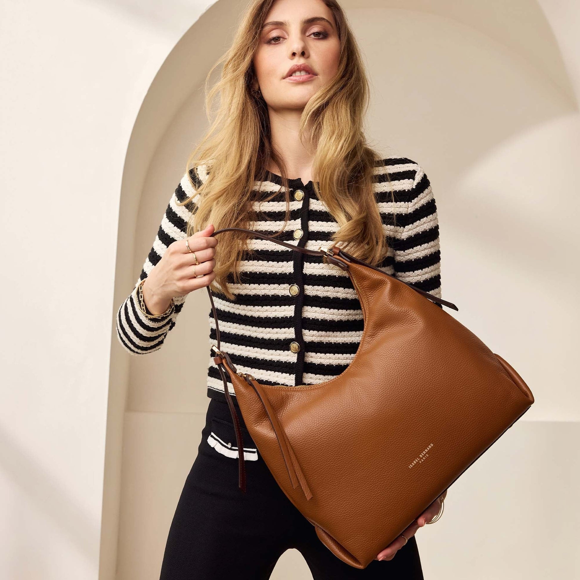 Honoré Muriel cognac calfskin leather shoulder bag -  - Isabel Bernard