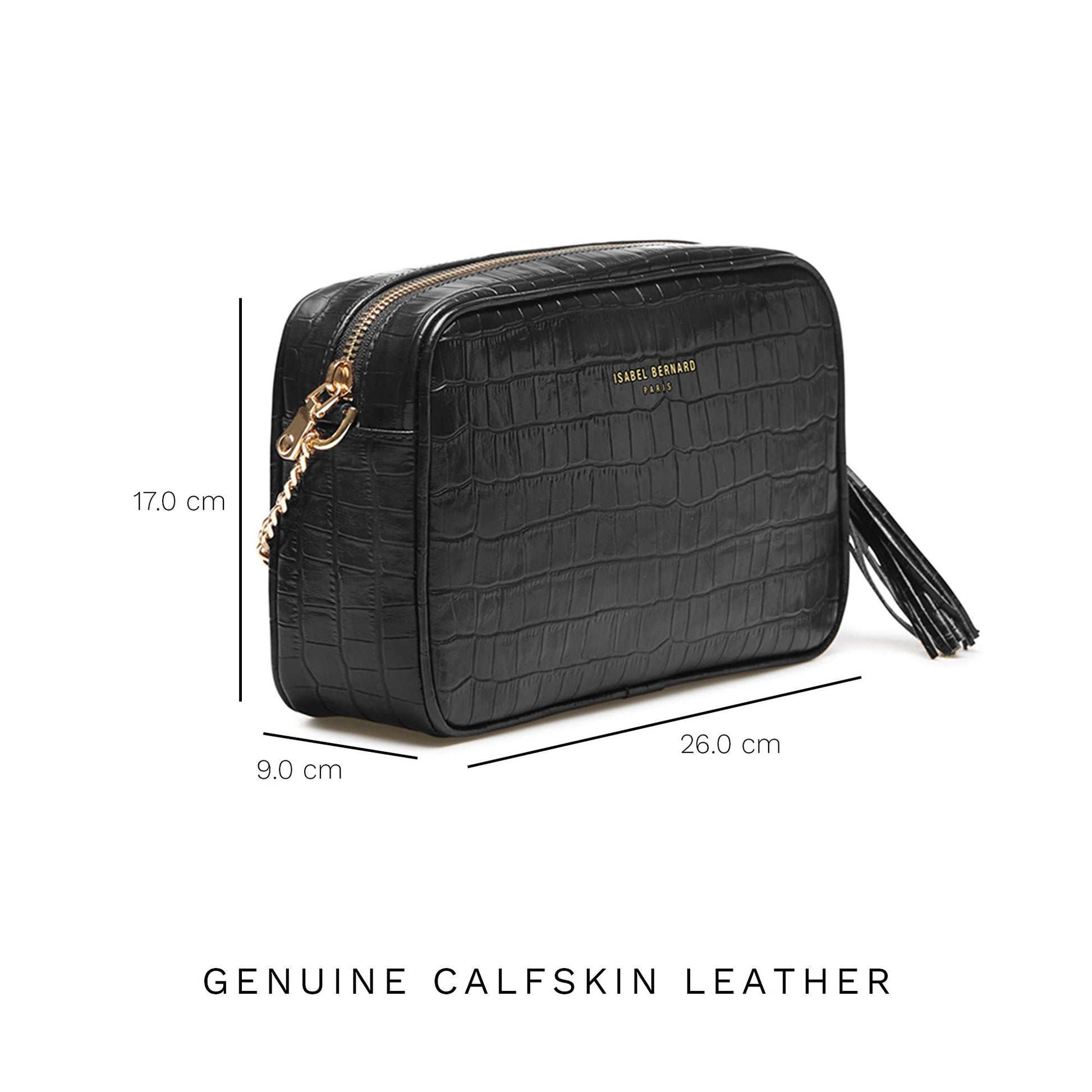 Honoré Lucie croco black calfskin leather crossbody bag -  - Isabel Bernard