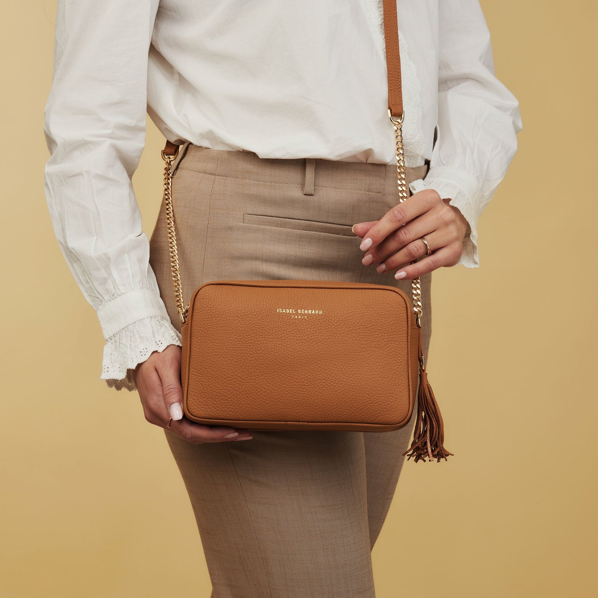 Honoré Lucie camel calfskin leather crossbody bag -  - Isabel Bernard